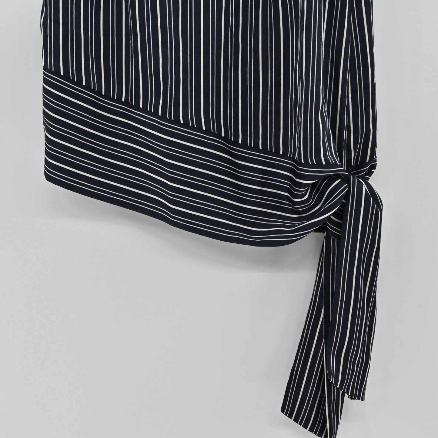 JOA Skirt Womens Sz 8 Navy Blue White Striped Asymmetric Tie Corpcore Office NEW