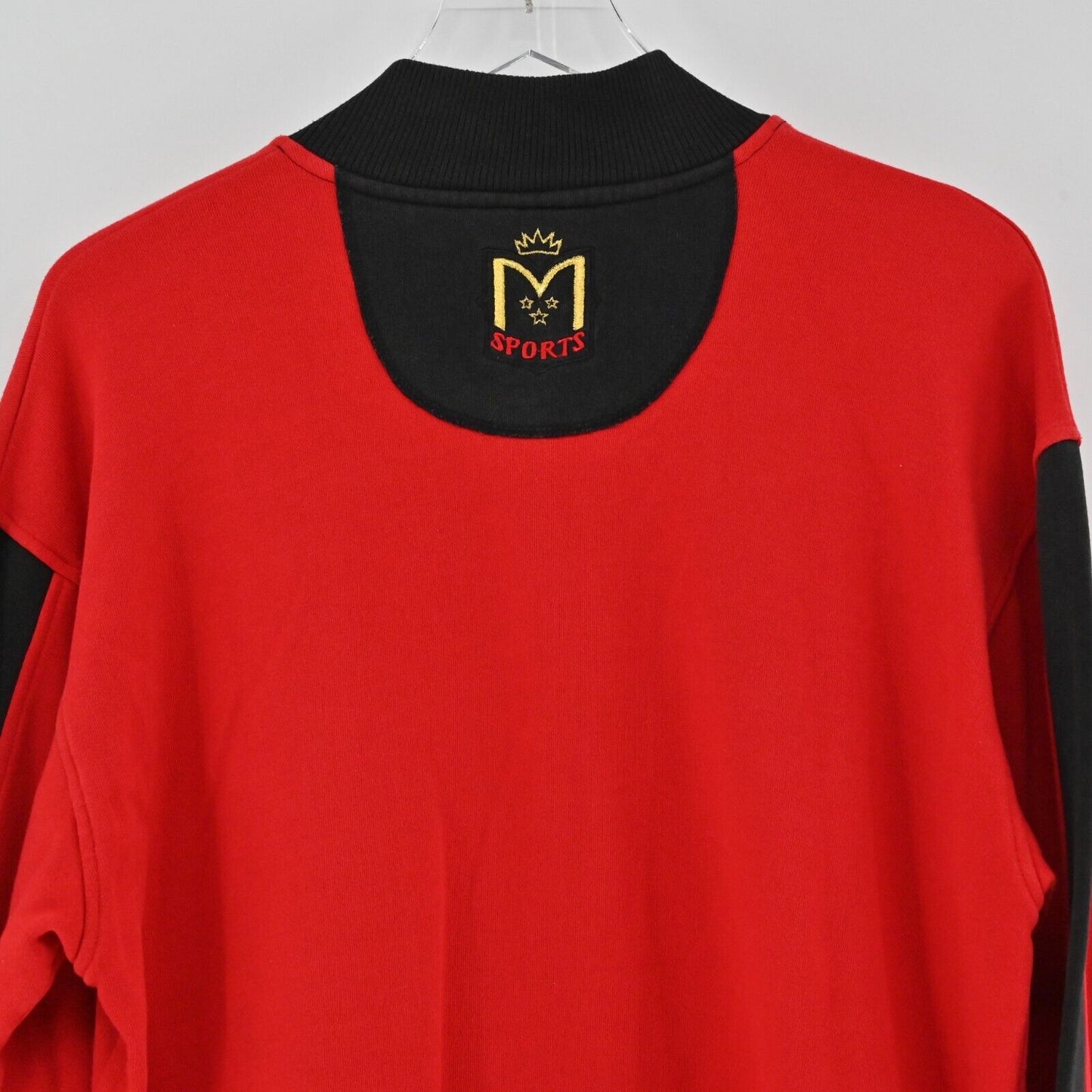 Vtg MONDI Sweatshirt Womens Sz EUR 34 Red Black Cotton Half Zip Sports Logo 90s