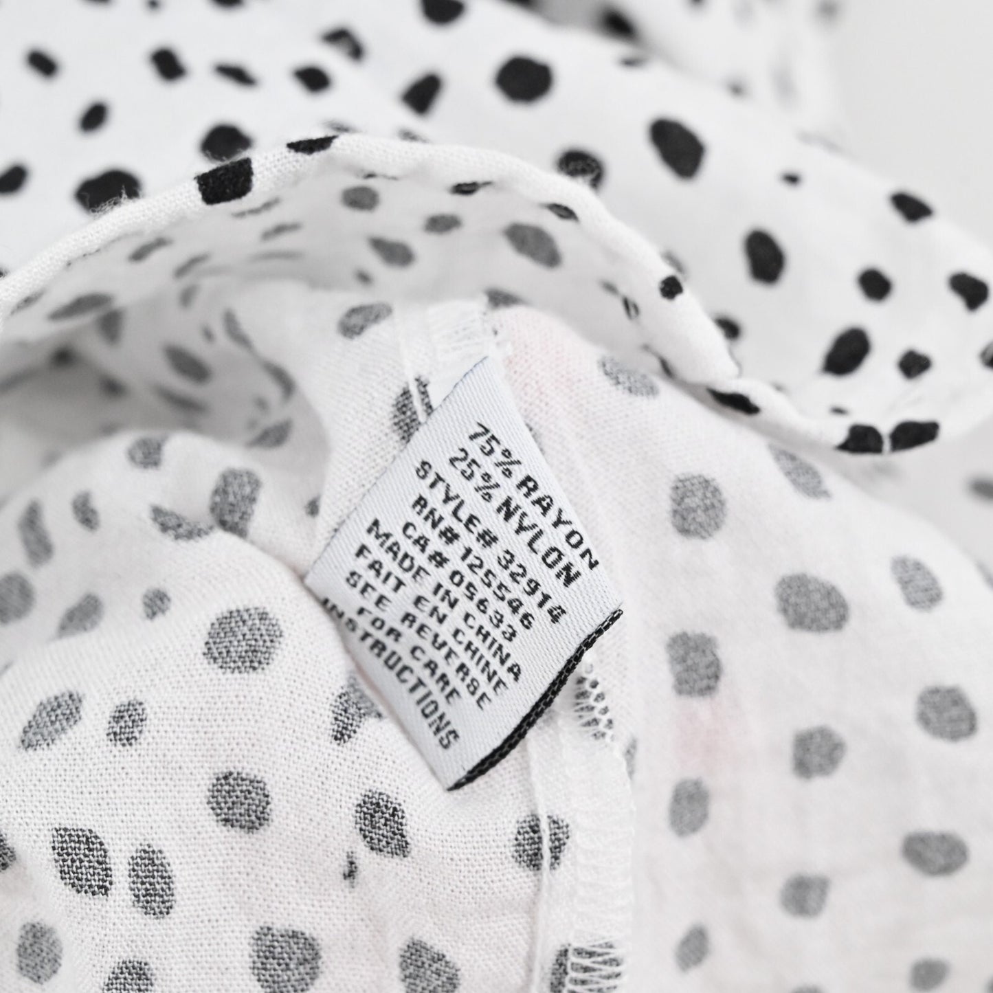HABITAT Womens Polka Dot Top Sz L White Black Button Retro Lagenlook Art to Wear