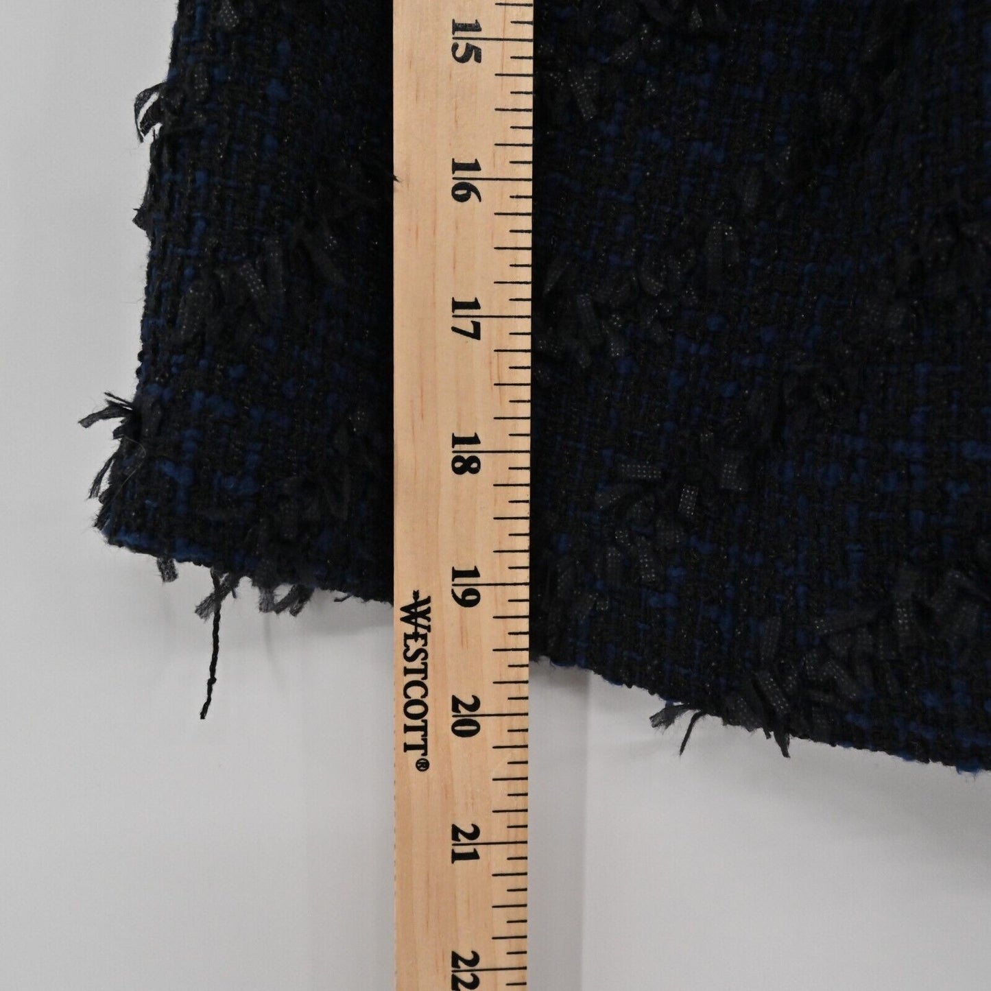 J MCLAUGHLIN Skirt Womens Size 6 Dark Navy Blue Tweed Fringe Textured ALine Mini