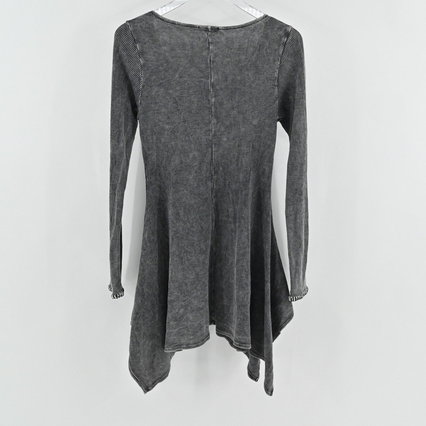 Vtg Y2k T Party Waffle Knit Dress Size M Gray Whimsigoth Grunge Asymmetrical