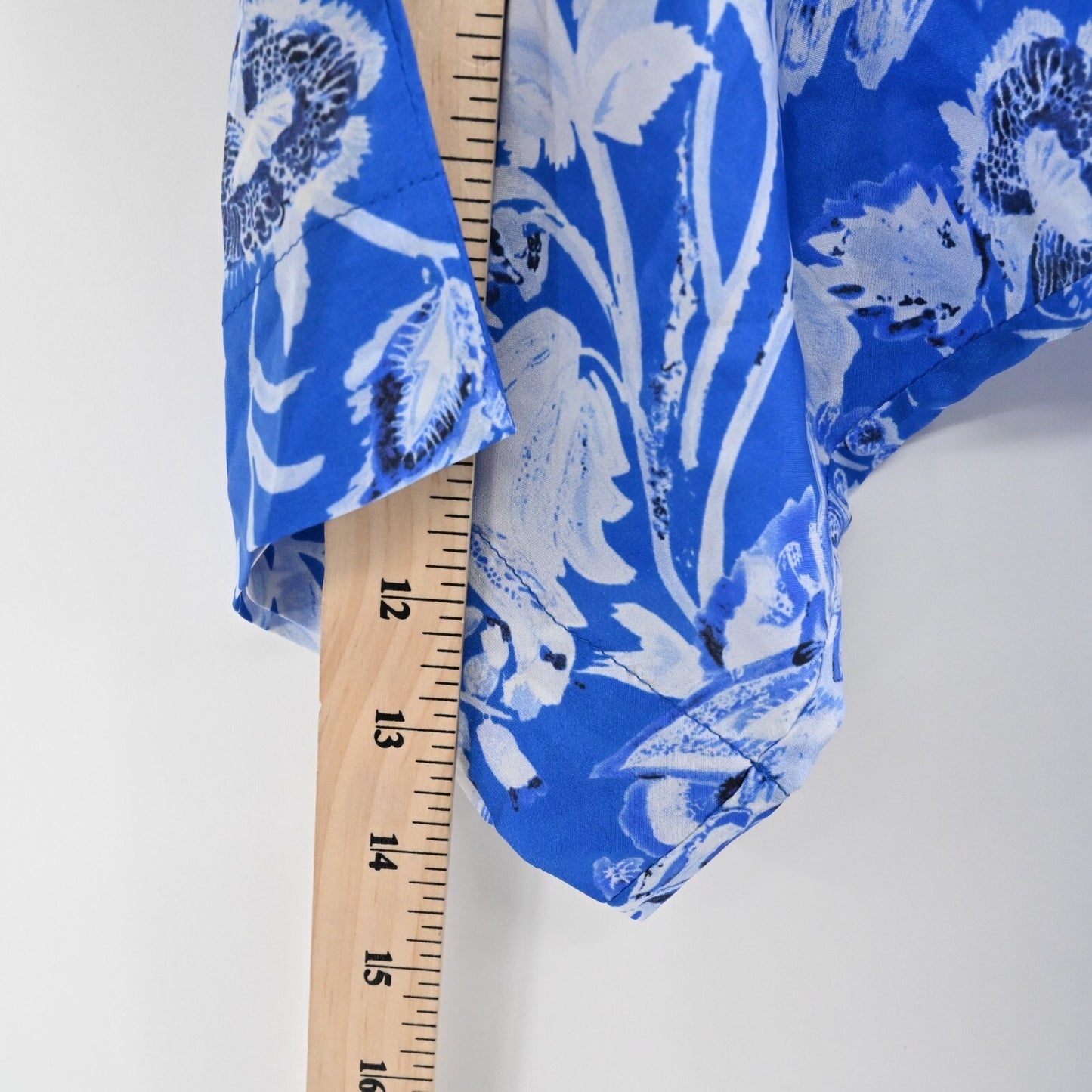 SOCAPRI Dress Sz 38 Blue Floral 100% Silk Dolman Sleeve Mini Geisha Deep V Neck