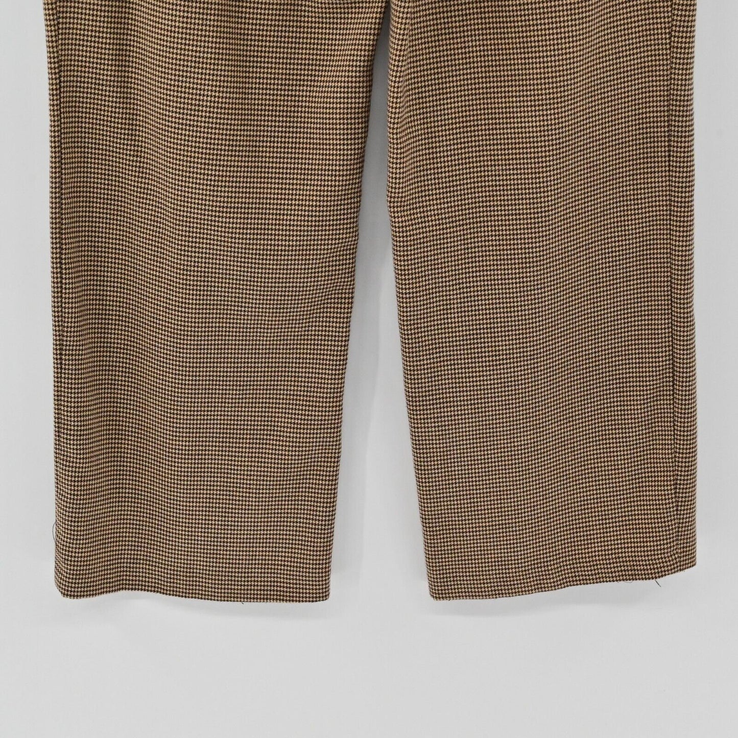 Vtg SAG HARBOR Pants Womens Sz 8P Stretch Houndstooth Black Tan Wide Leg Trouser