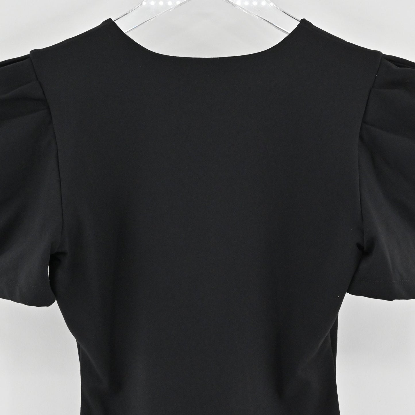 Susana Monaco Womens Pleated Puff SleeveTop Size XS Fitted Black Deep V Blouse