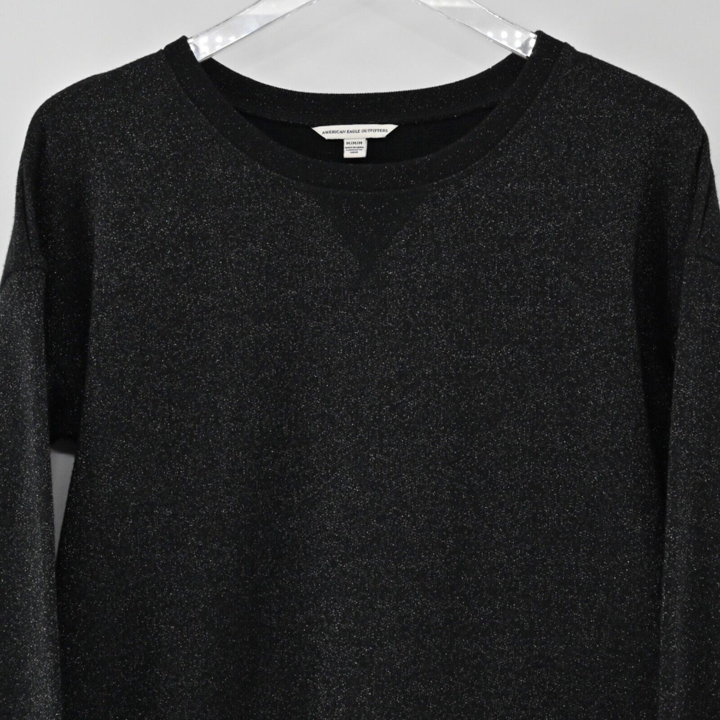 AMERICAN EAGLE Sweater Womens Size M Black Shimmer Cotton Blend Sweatshirt Style