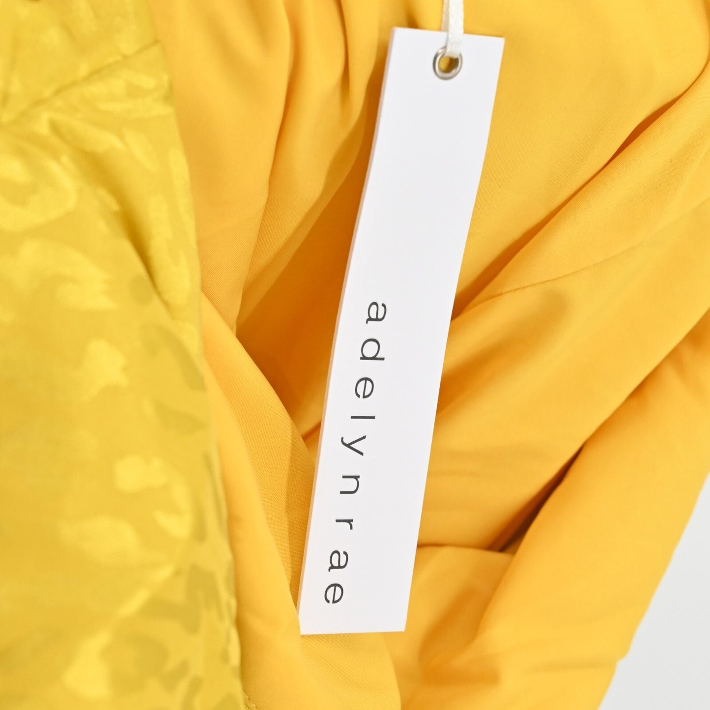 ADELYN RAE Womens Nissa Puff Sleeve Dress Size M Yellow Jacquard Honeycomb NEW