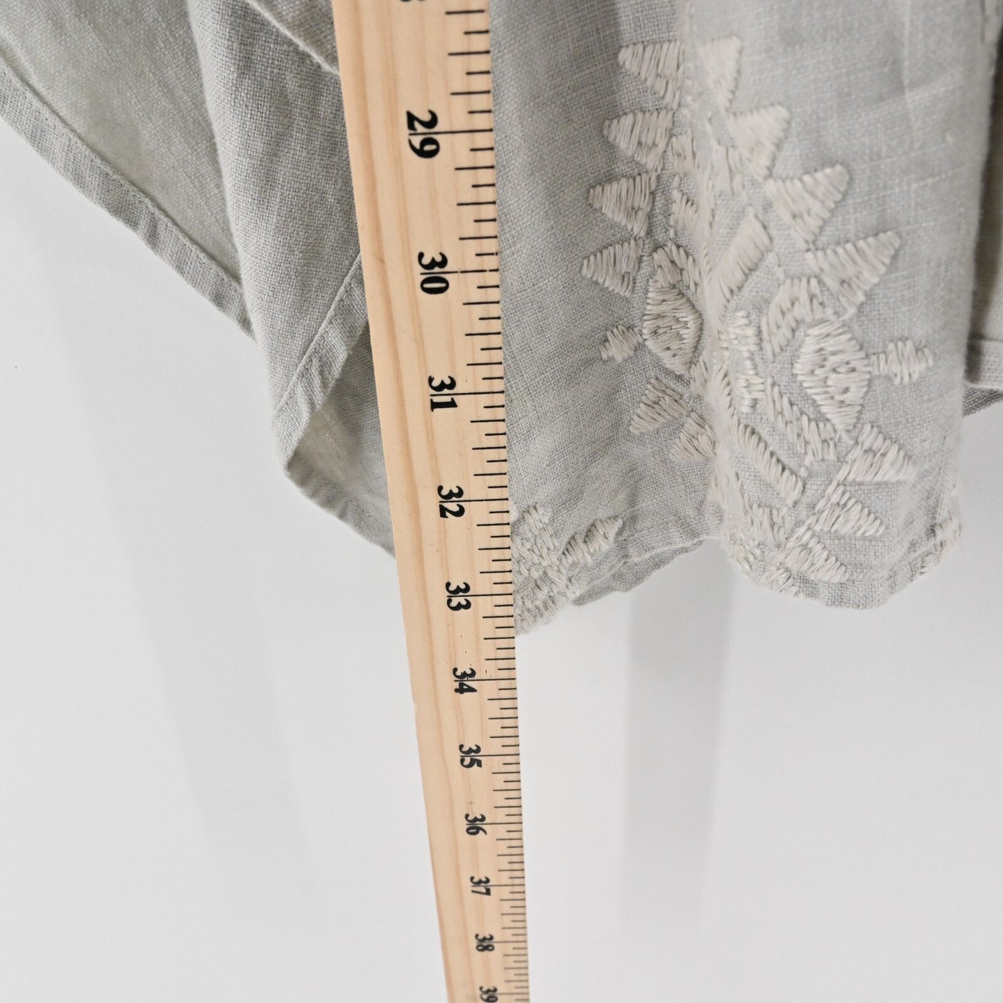 JOHNNY WAS Womens Linen Kimono Size L Embroidered Trim Batwing Boho Open Front