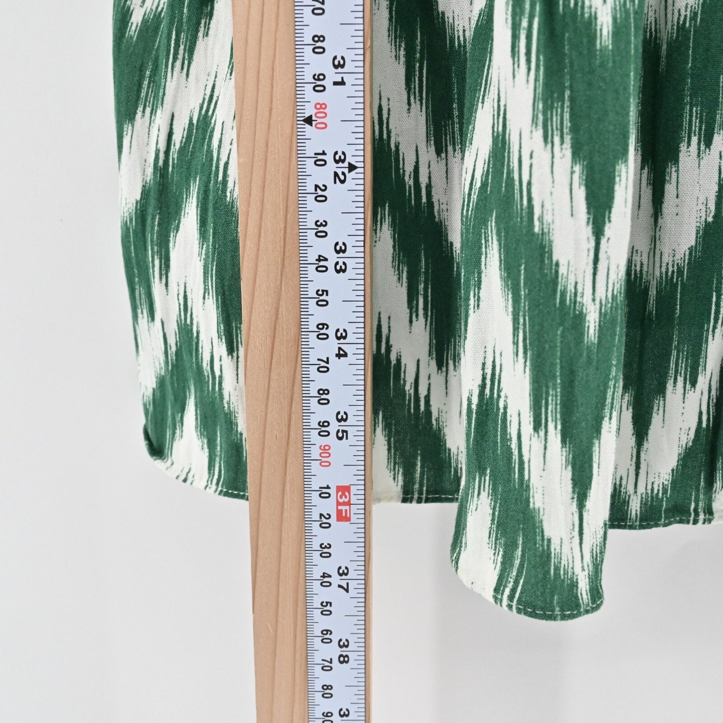 POMANDER PLACE Ikat Kenzo Dress Sz 2XL Green Chevron Ruffle Tiered Tuckernuck