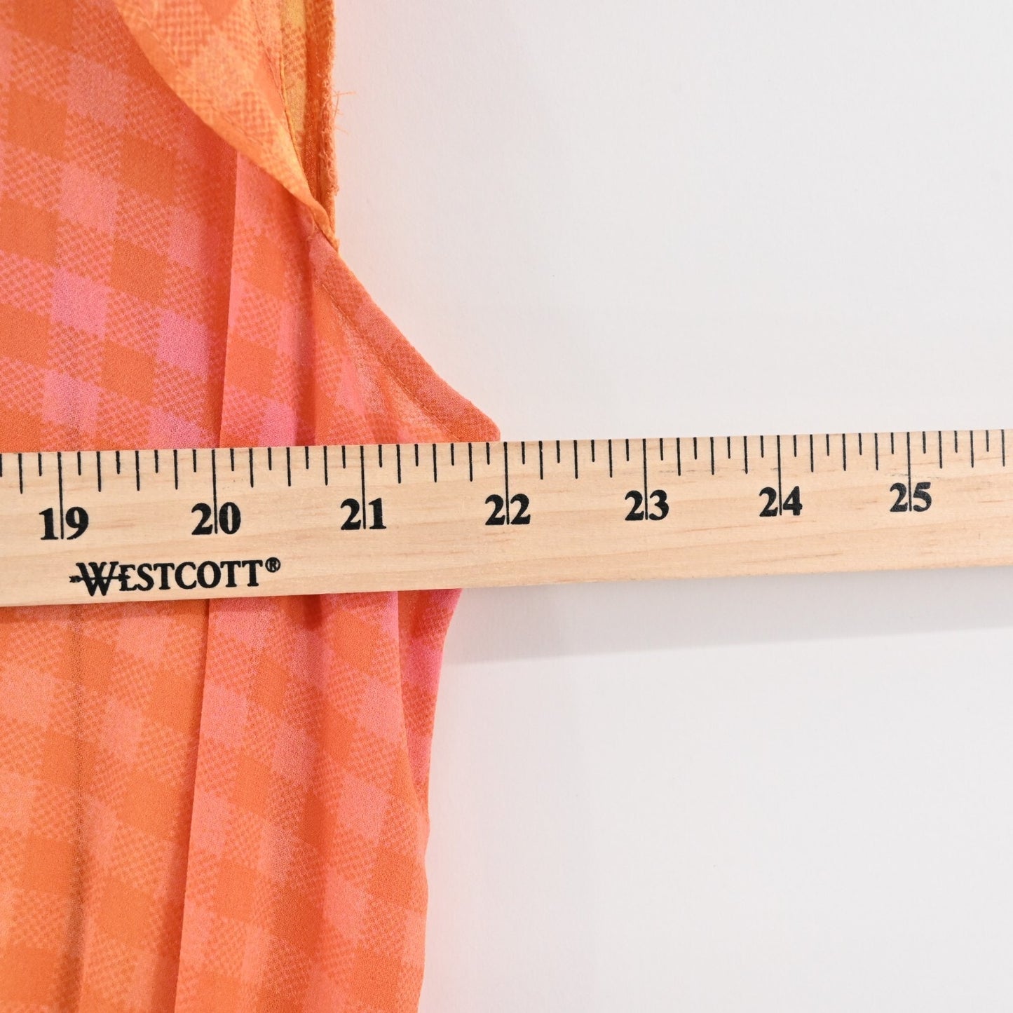 G by GIULIANA Dress Size L Orange Ombre Gingham Print Button Front Smocked Midi