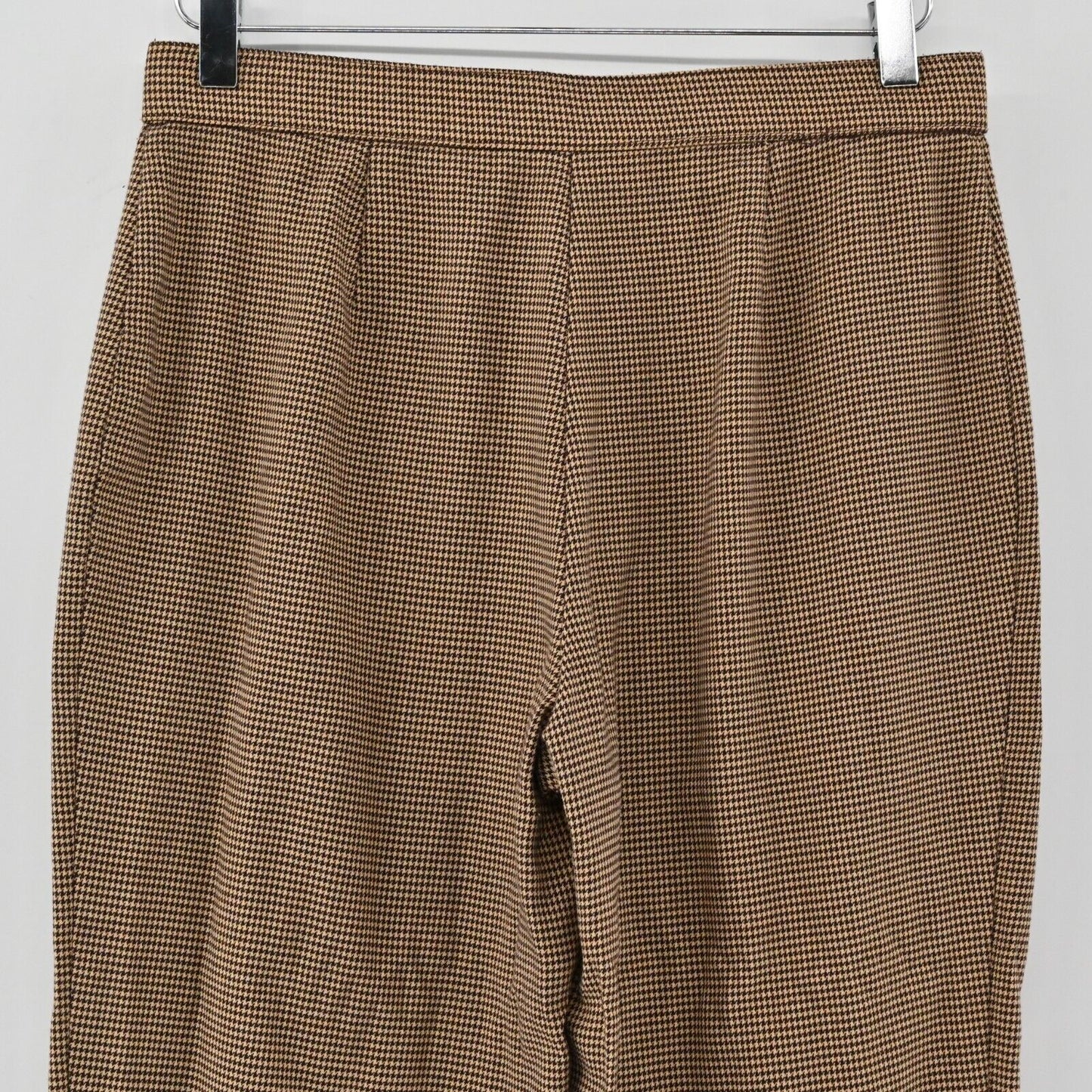 Vtg SAG HARBOR Pants Womens Sz 8P Stretch Houndstooth Black Tan Wide Leg Trouser