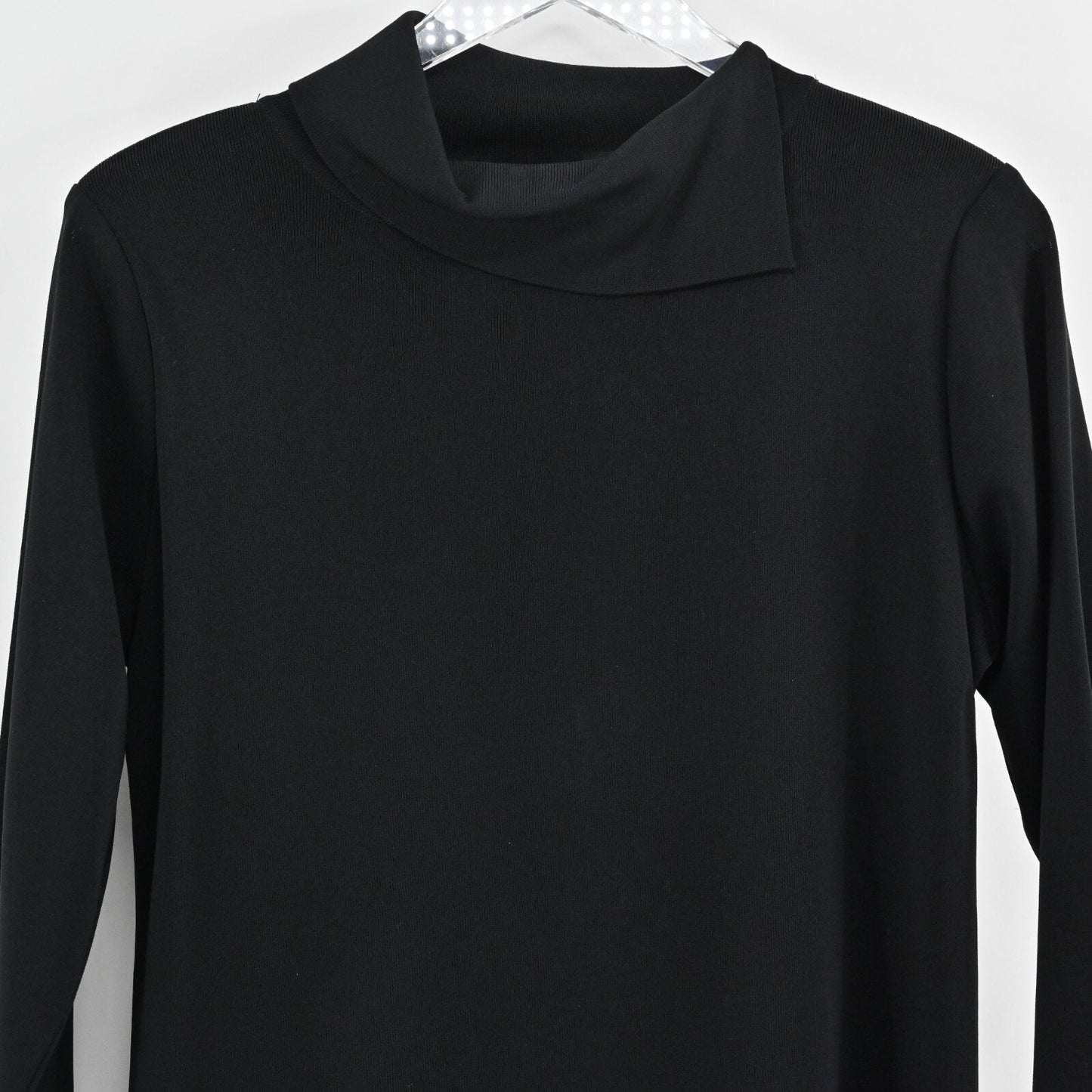 MISOOK Womens Black Sweater Size M Exclusively Knit Fold Collar Quiet Luxury
