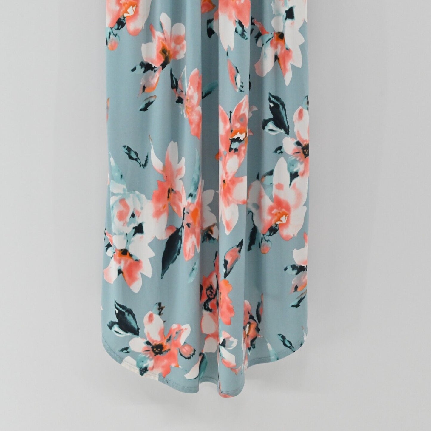 STORY Dress Womens Size S Blue Coral Summer Floral Maxi Hi Low Stretch Comfort