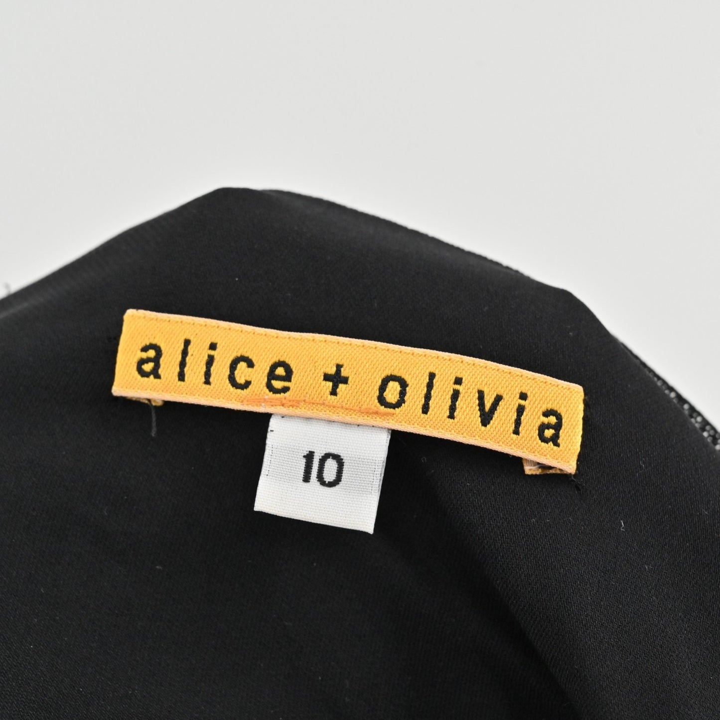 Alice Olivia Black Pleated Dress Size 10 Wool Blend Sheer Short Sleeve Mini