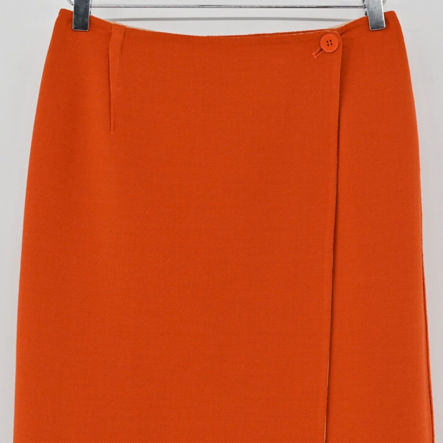 Vtg Reversible Skirt Womens Sz S Orange Tan Tweed Knee Length Wrap Retro 60s 70s