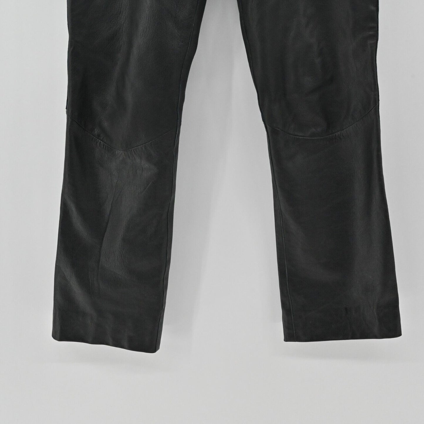 DKNY Pants Womens Size 4 Solid Black Genuine Leather Mid Rise Classic Boot Cut