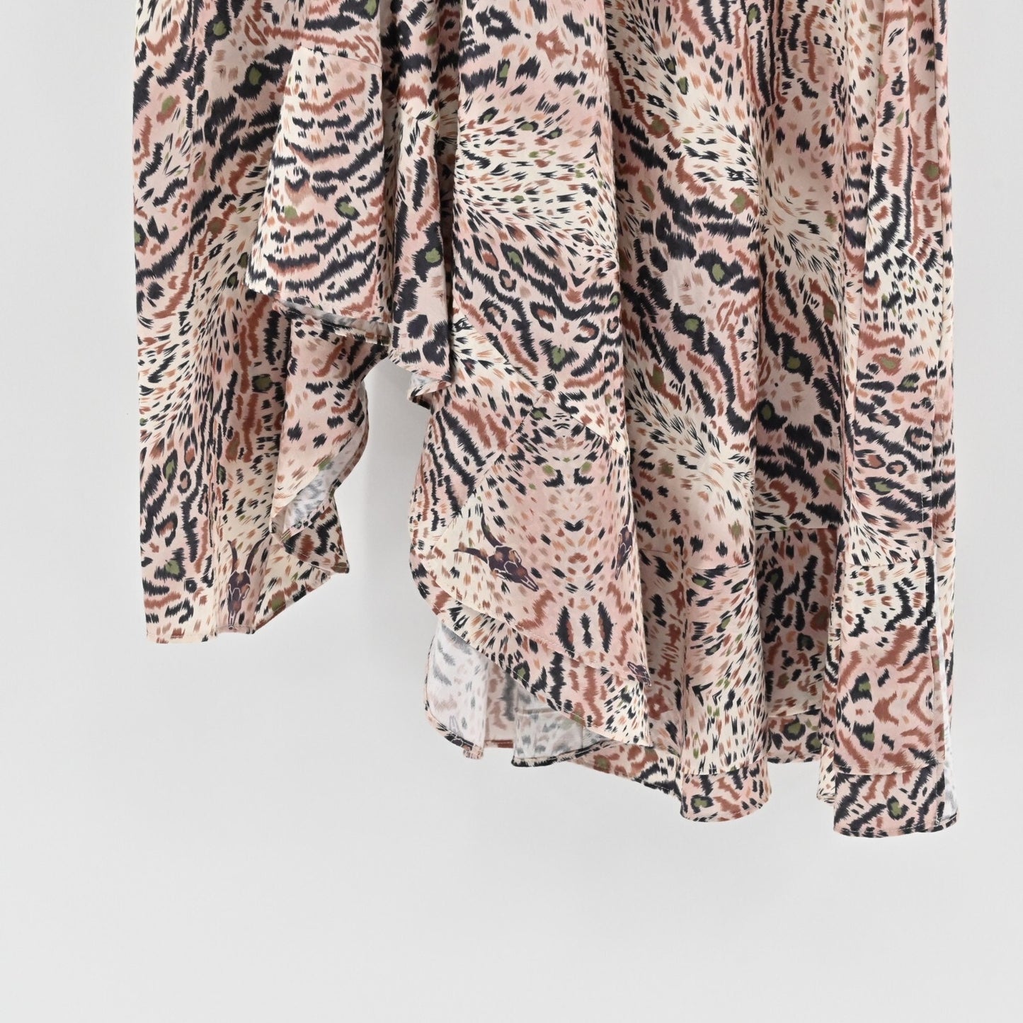 ALLSAINTS Skirt Size 4 Raya Arietta Animal Print Multi Ruffled Asymmetric Hem