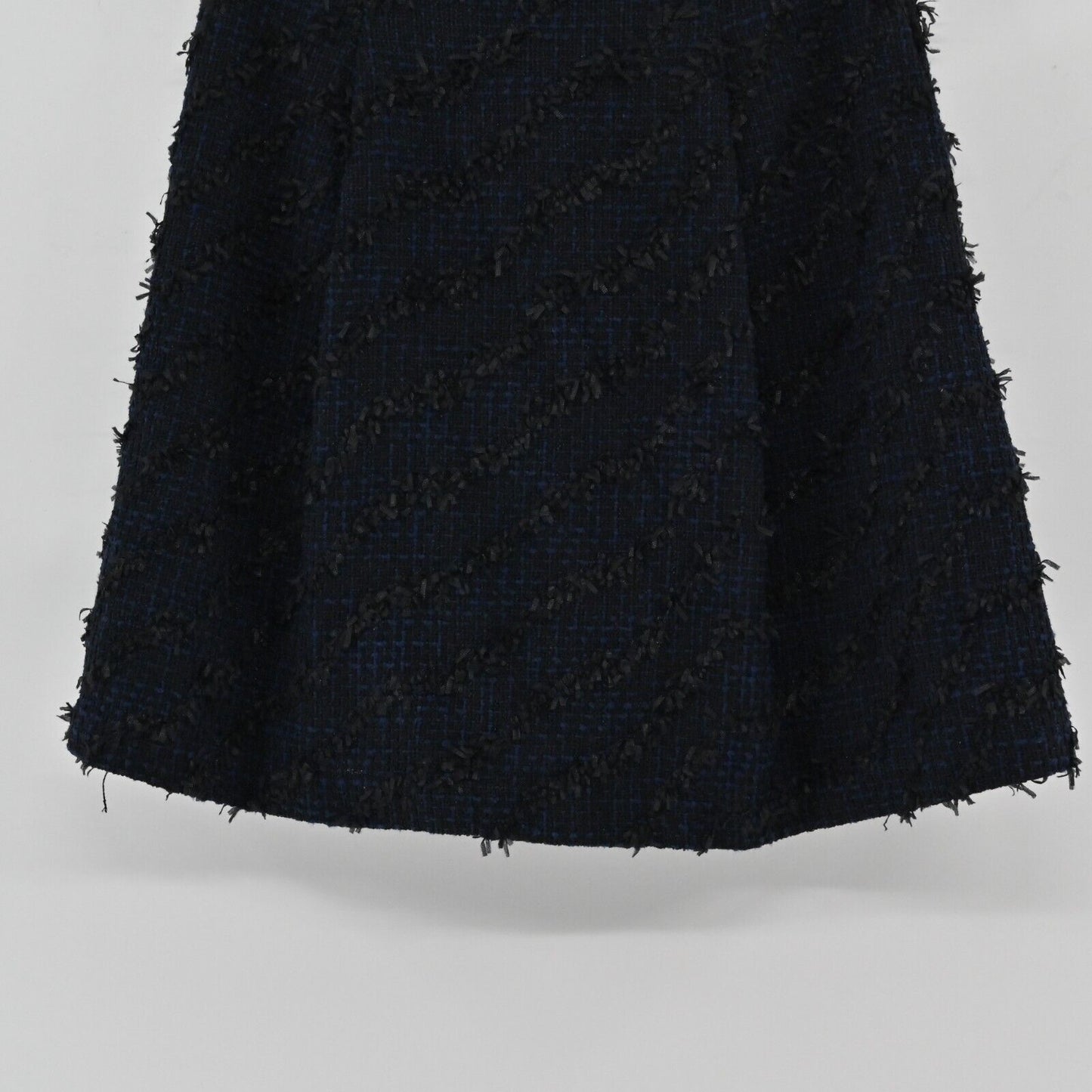 J MCLAUGHLIN Skirt Womens Size 6 Dark Navy Blue Tweed Fringe Textured ALine Mini