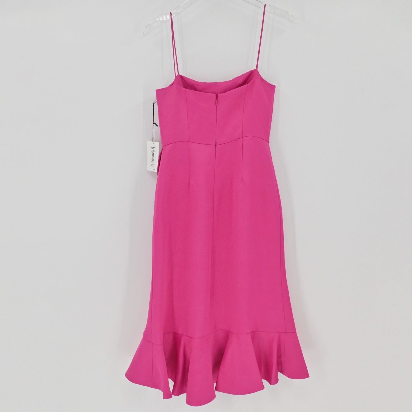 AMUR Ashley Dress Size 2 Linen Pink Satin Ruffle Wedding Guest Feminine Romantic