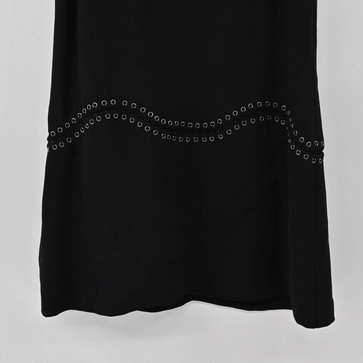 RAMY BROOK Dress Sz 2 Black Grommet Lace Up Drop Waist V Neck Shift Sleeveless