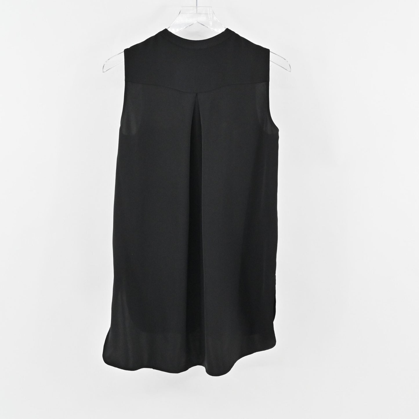 THEORY Top Womens Size S Hinzin Modern Black Sleeveless Silk Georgette Shirt