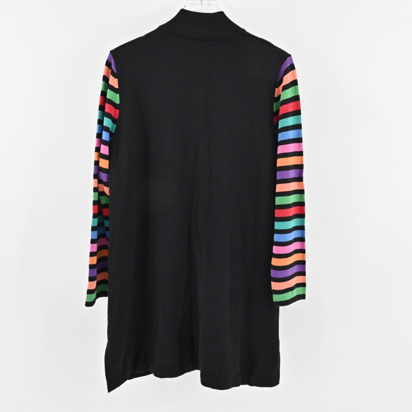 BOB MACKIE Cardigan Sweater Womens Size L Wearable Art Multicolor Stripe Knit