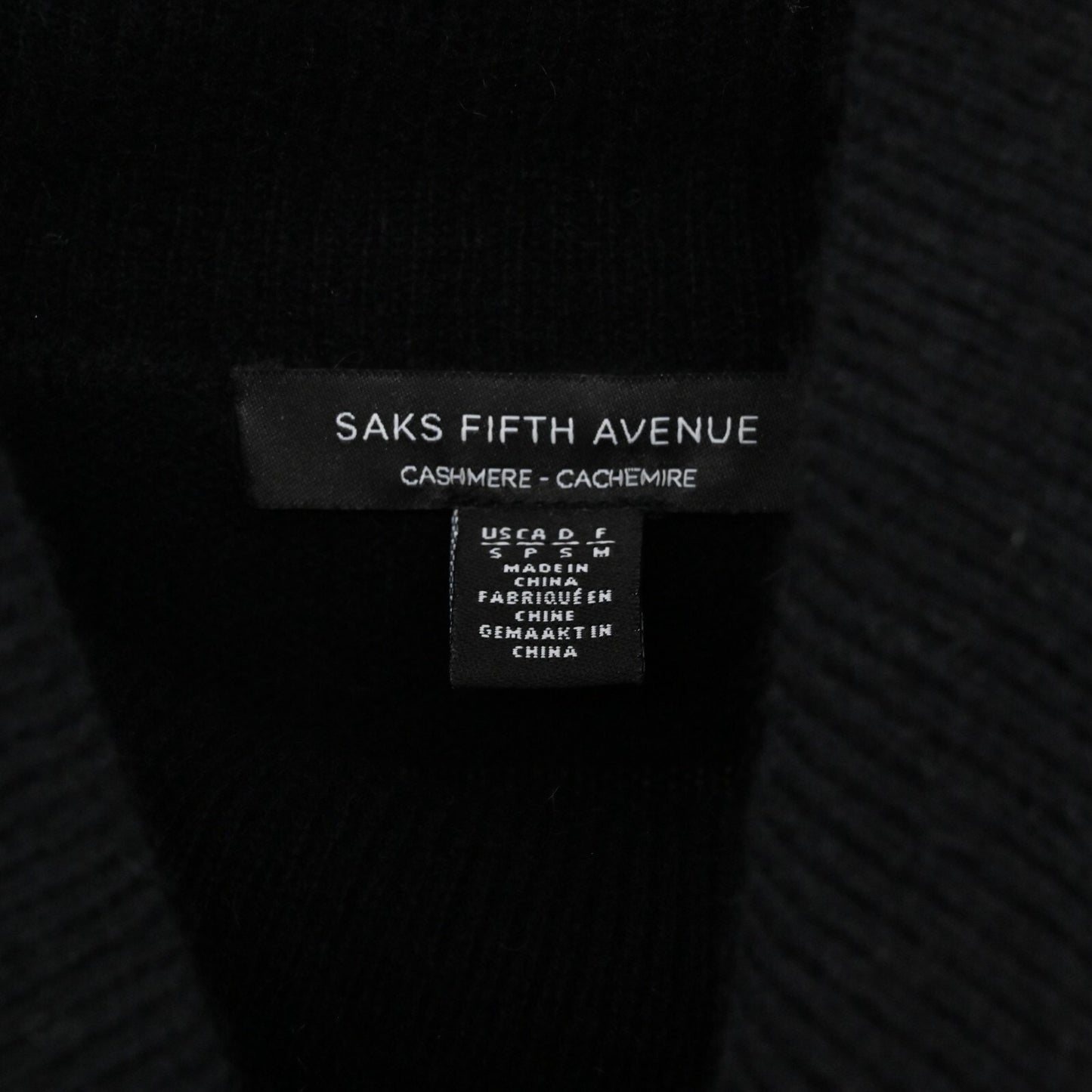 SAKS FIFTH AVENUE Womens Cashmere Sweater Size S Black Knit Cowl Neck Curve Hem