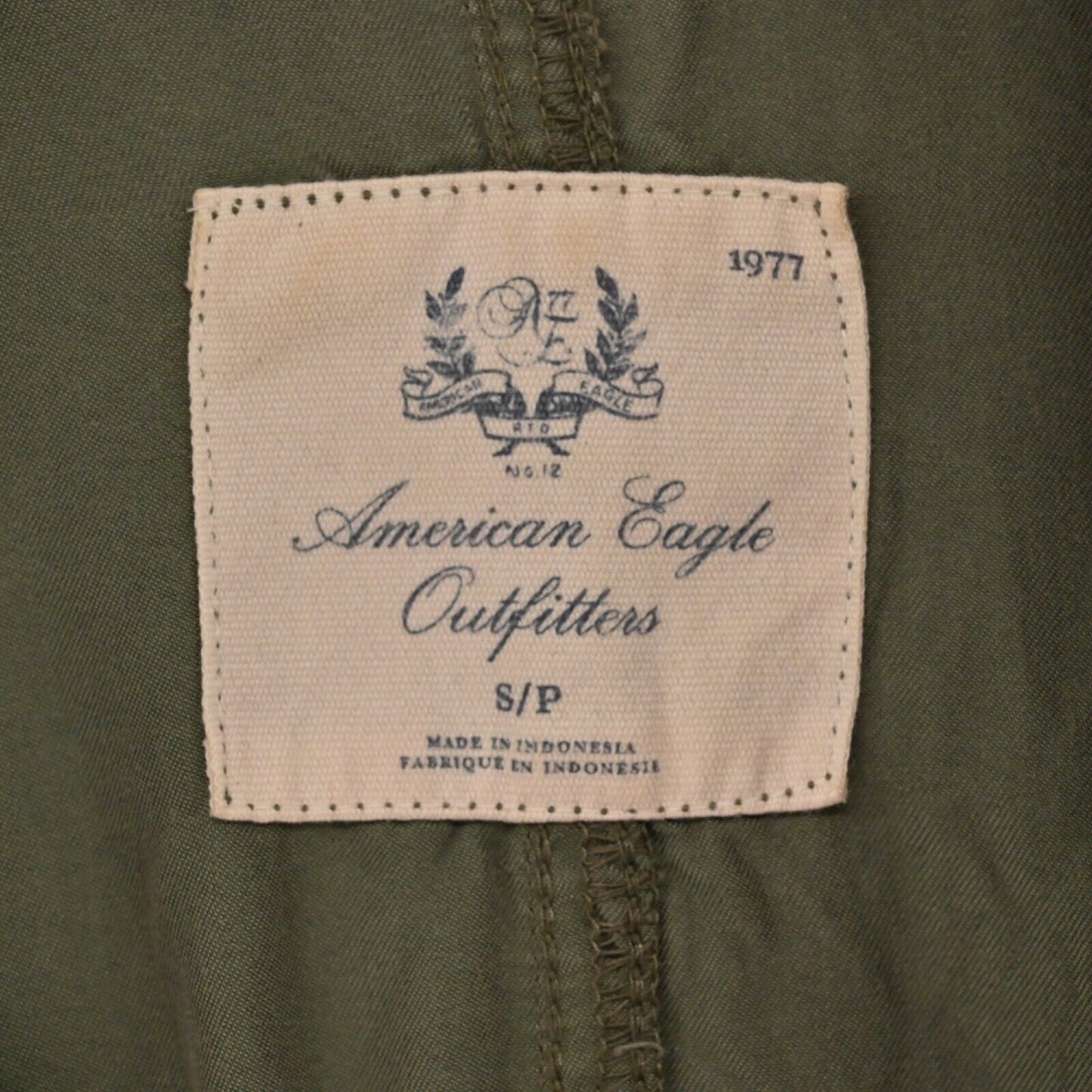 AMERICAN EAGLE Jacket Womens Sz S Army Green Button Front Military Utility Boho