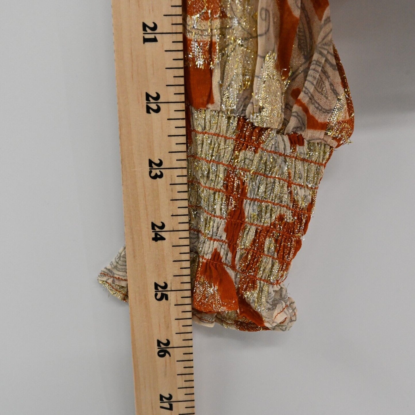 BODEN Top Womens Sz 6 VNeck Jacquard Blouse Rust Whirl Floral Print Long Sleeve