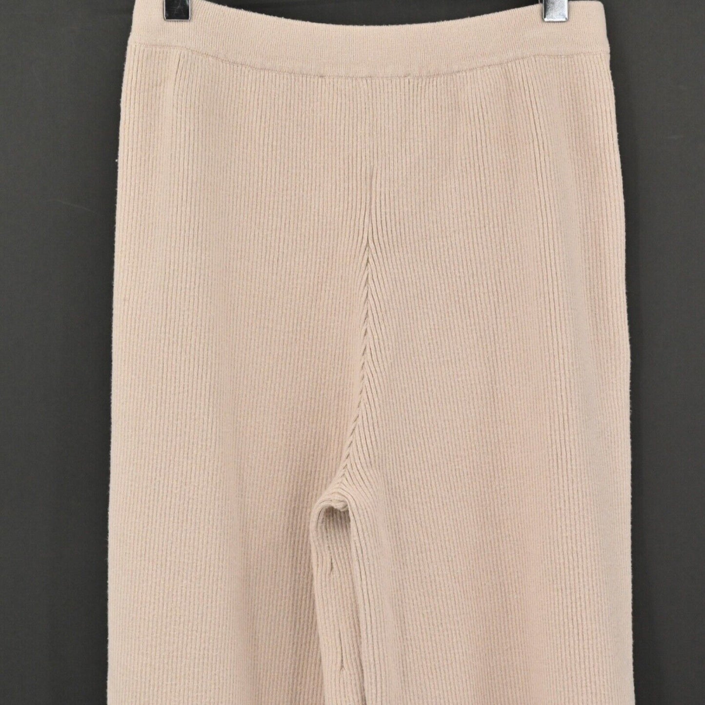VEILED Pants Womens Size XS Beige Remy Ribbed Knit Elastic High Rise Wide Leg
