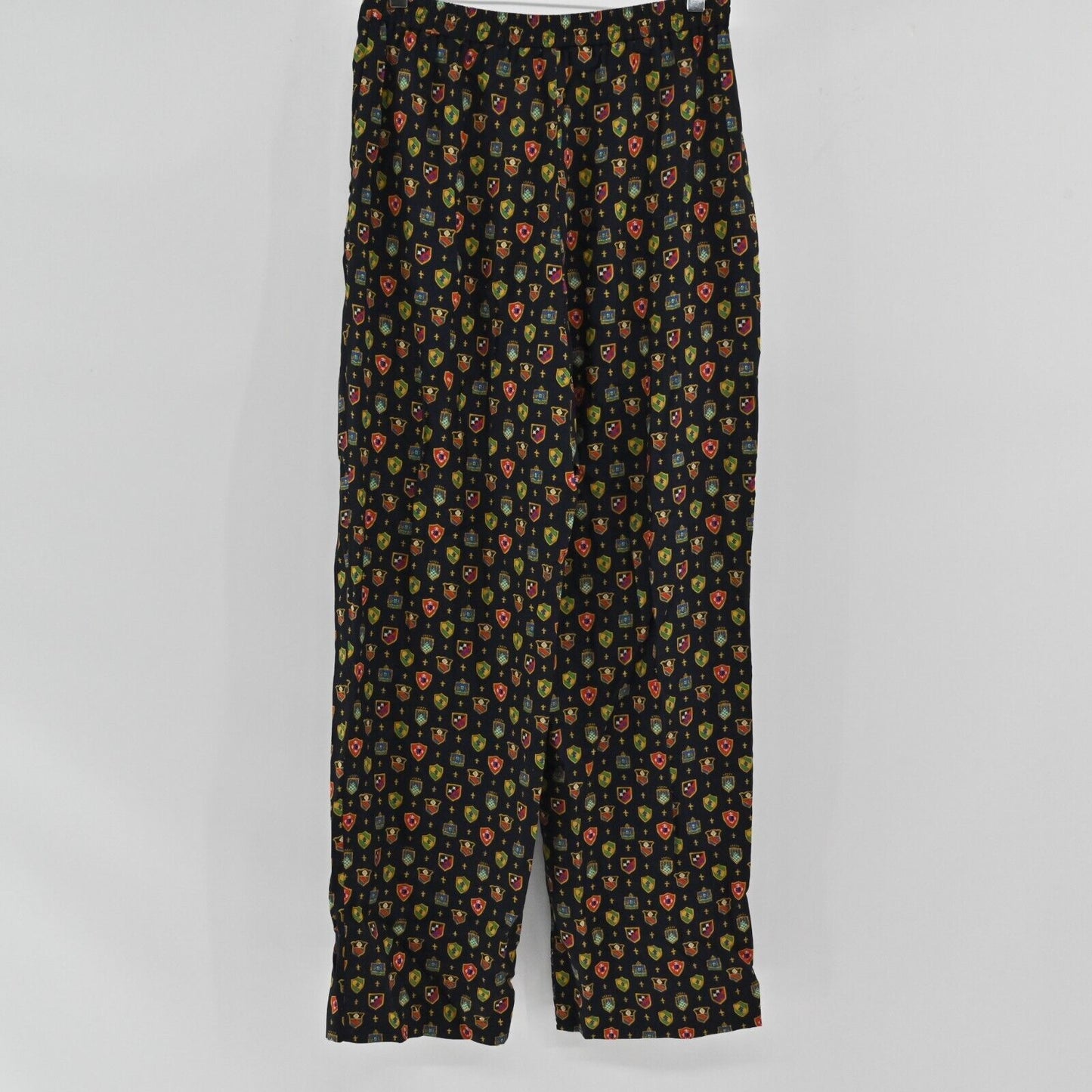 Vtg CLAUS Pants Womens Sz S Black Academia Crest High Rise Pleated Wide Leg 90s