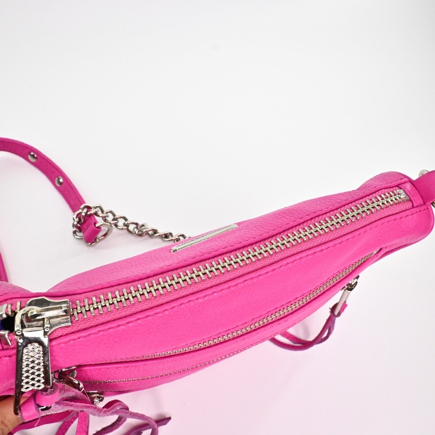 Rebecca Minkoff Mini 5 Zip Rocker Pink Crossbody Bag Leather Silver Maximalist