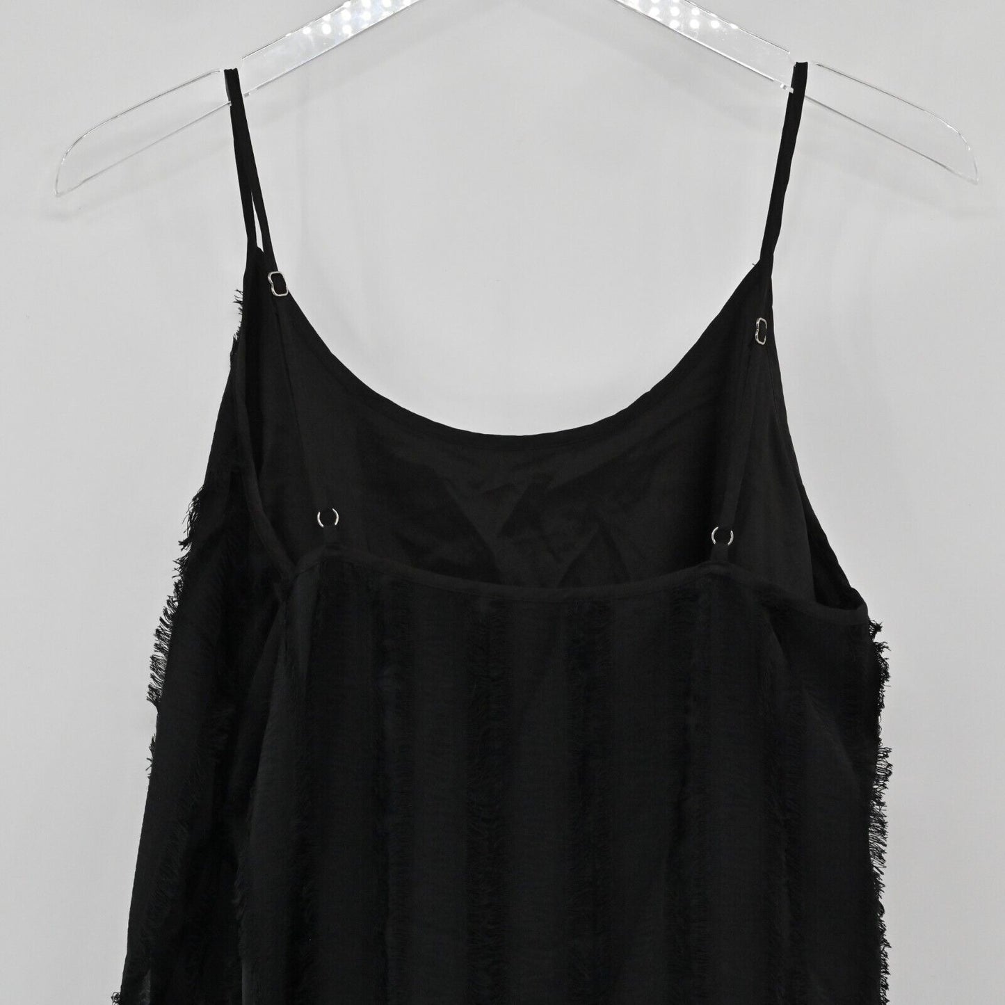 ANTHROPOLOGIE Dress Womens Size S Eri Ali Black Fringed Slip Textured Midi Goth