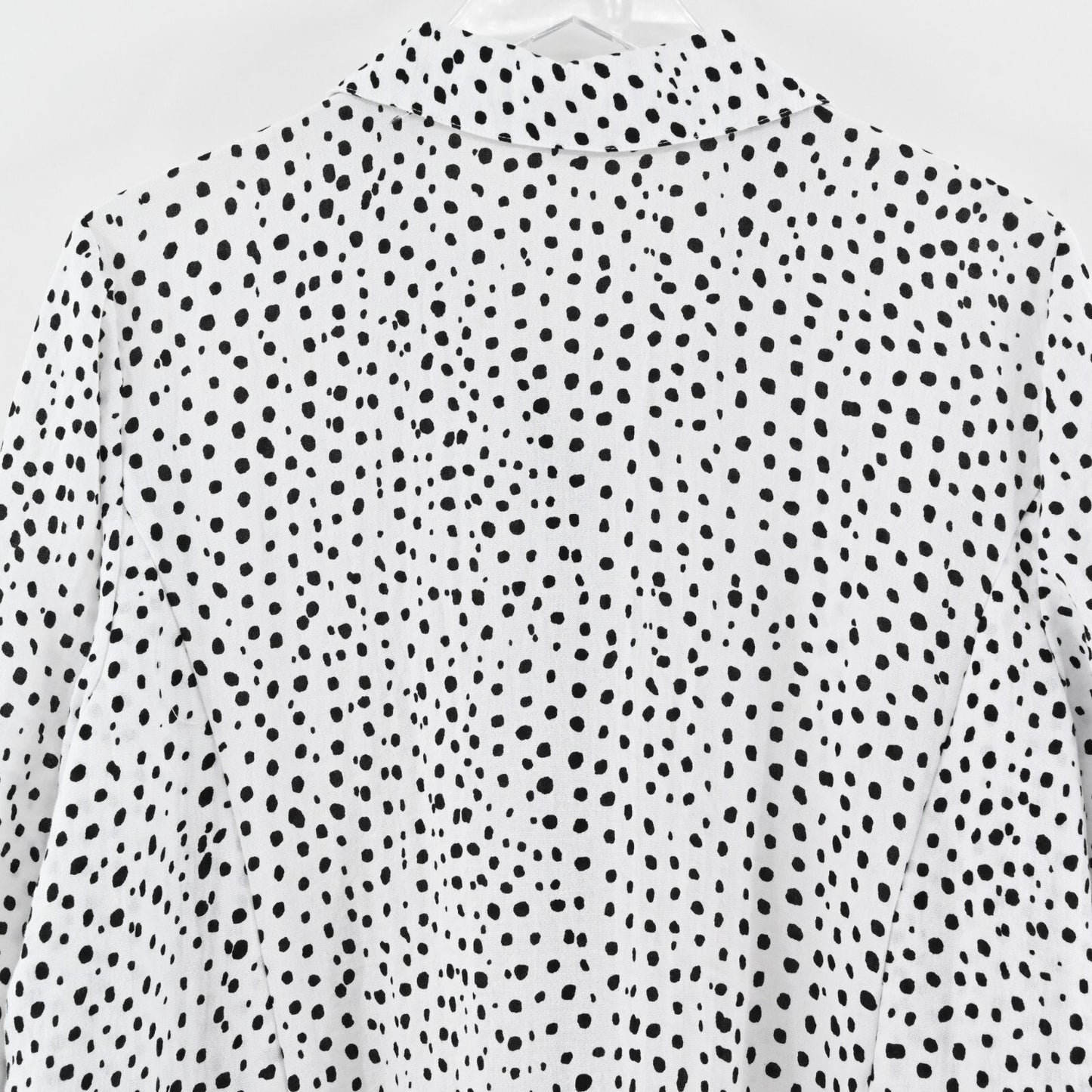 HABITAT Womens Polka Dot Top Sz L White Black Button Retro Lagenlook Art to Wear
