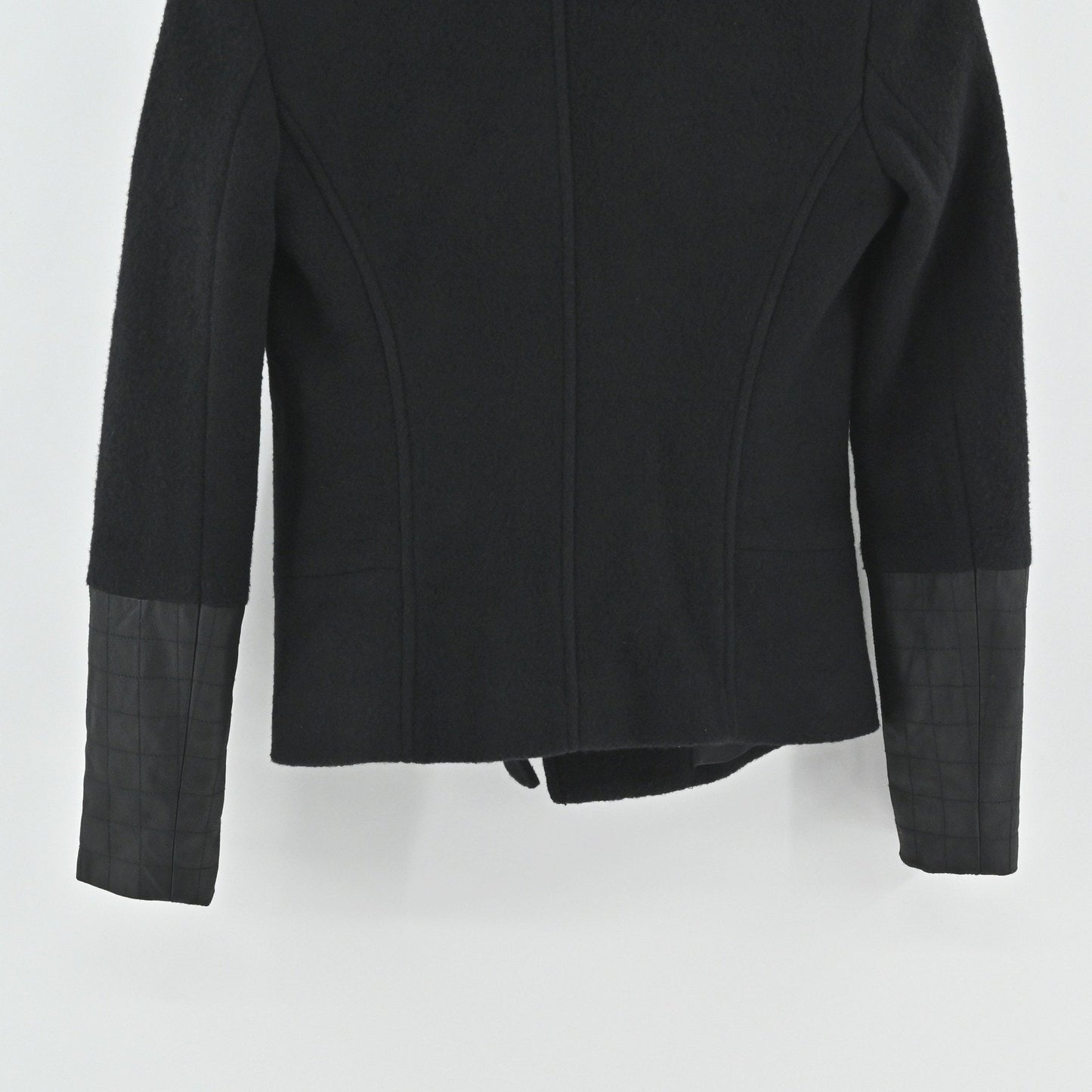 Theory Womens Ponette Jacket Size 0 Wool Cashmere Black Rib Collar Luxury NEW