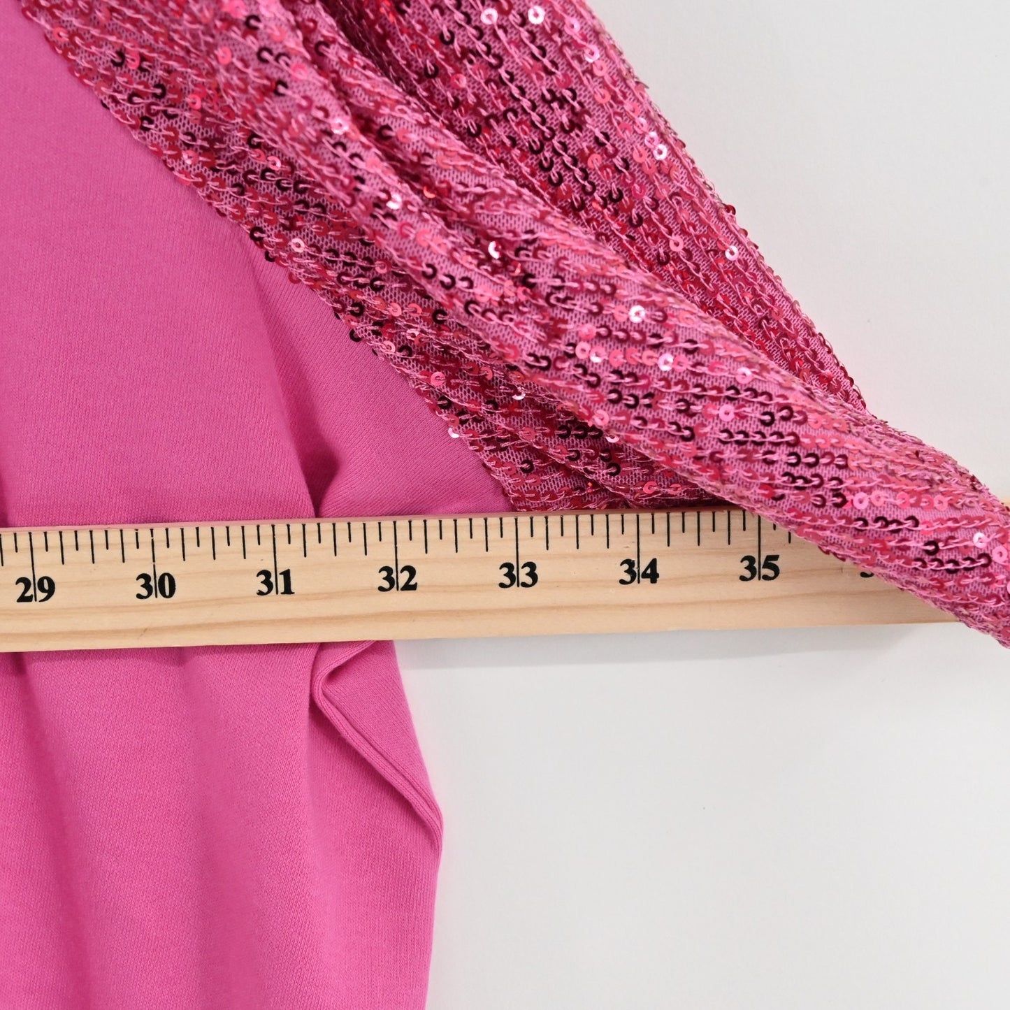 Quacker Factory Womens Glamour Sequin Elbow Sleeve Top Size 3X Pink Fire Tee NEW