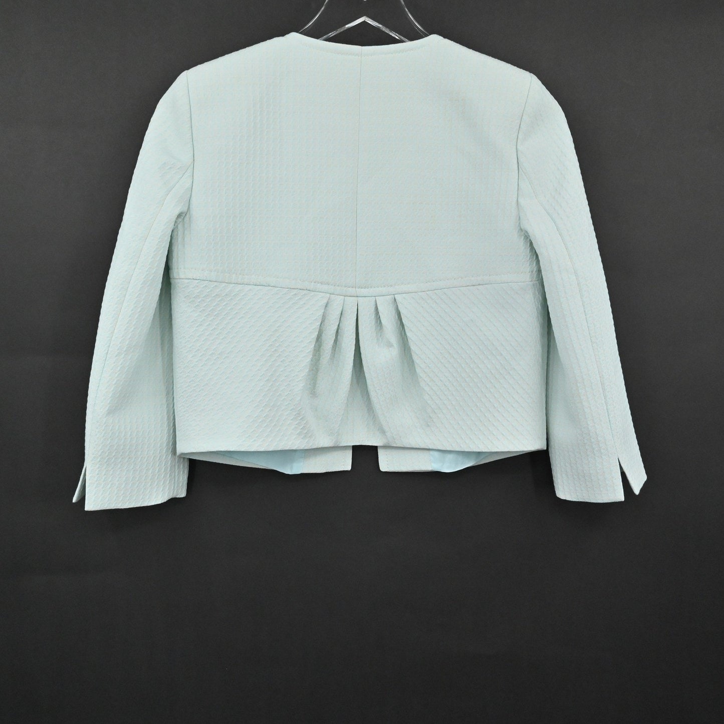 Monica Ricci Womens Textured Blazer Size 4 Light Green Peplum Hem Italy Chic