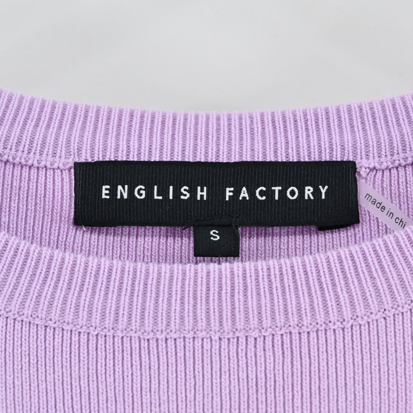 English Factory Womens Eyelet Mixed Media Knit Top Size S Lilac Puff Sleeve