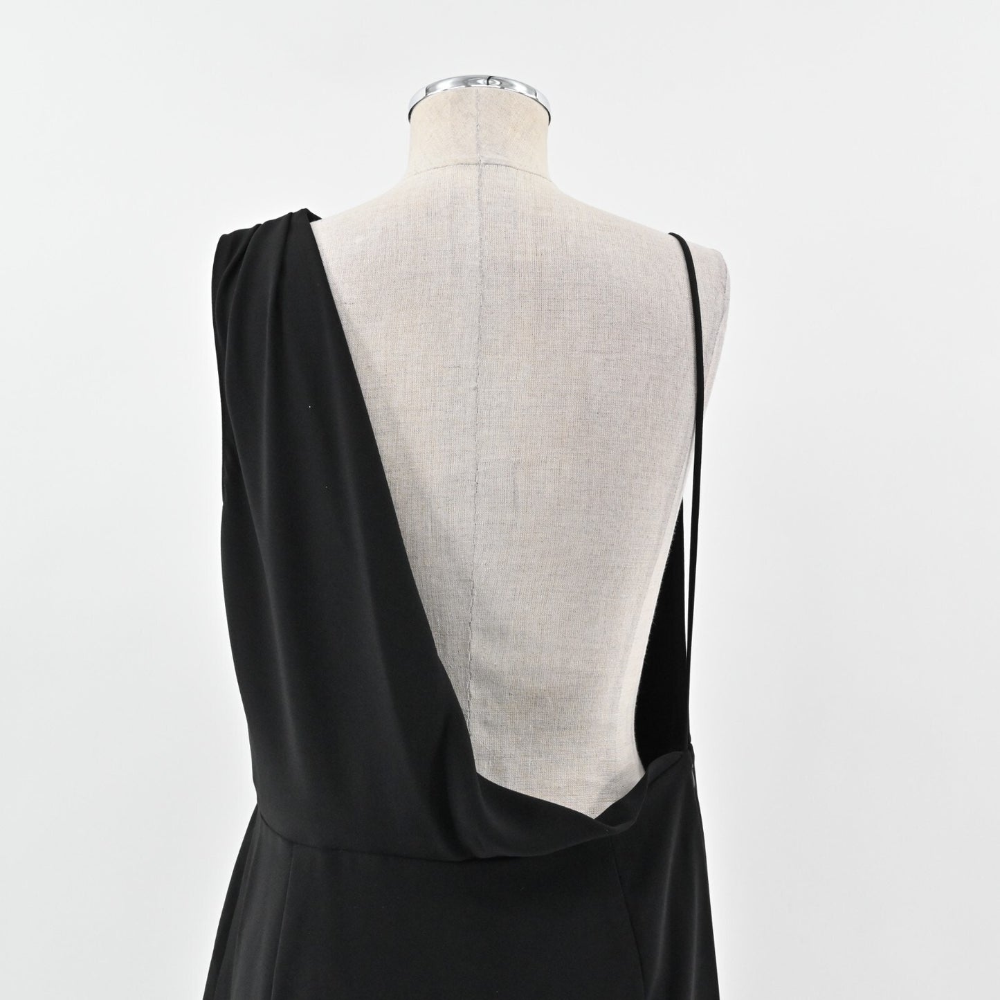 AMANDA UPRICHARD Arial Dress Size L Drape Front Sleeveless Crepe Black Maxi Gown