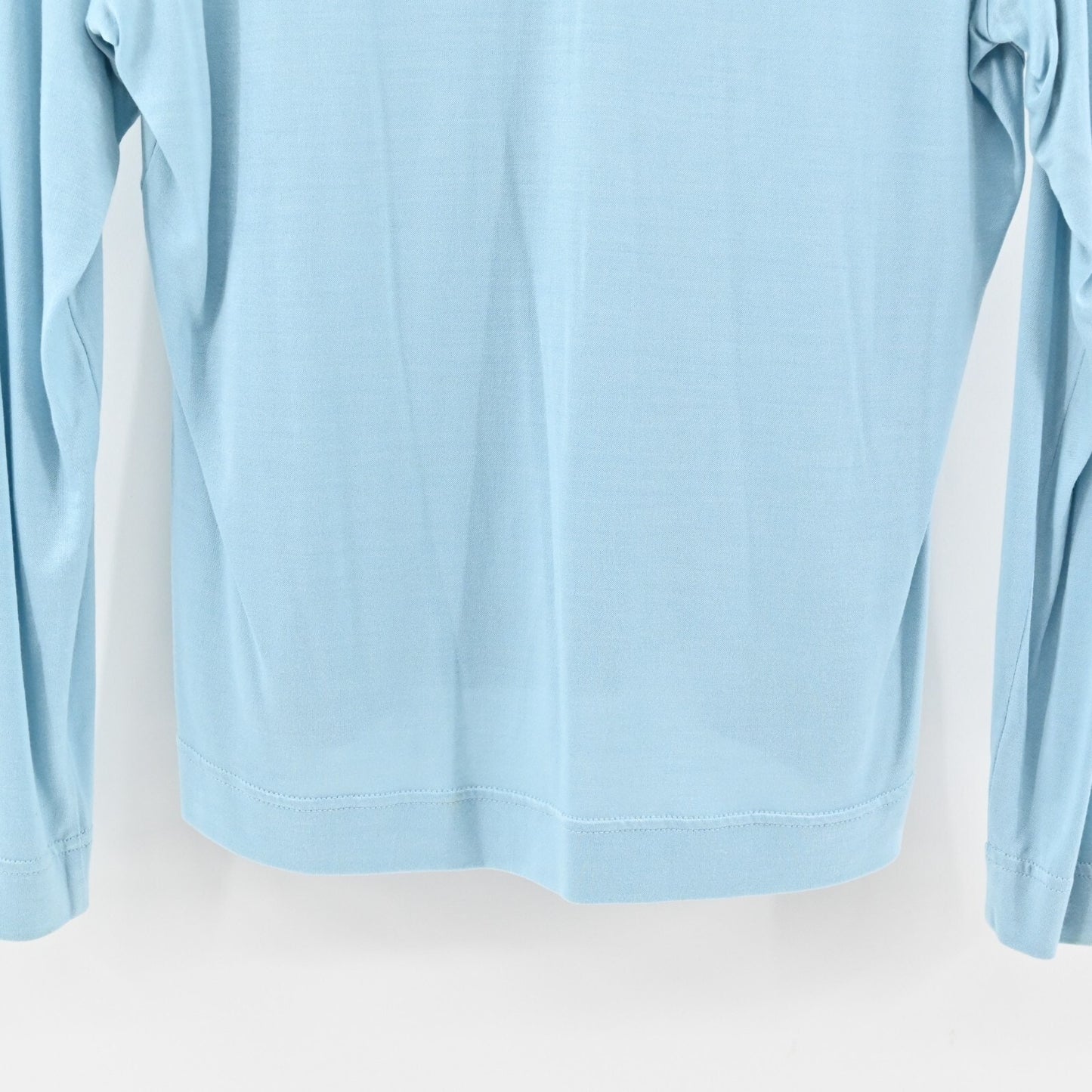 Vtg SALVATORE FERRAGAMO Top Womens Sz L Silk Blue Blouse Minimalist Quiet Luxury