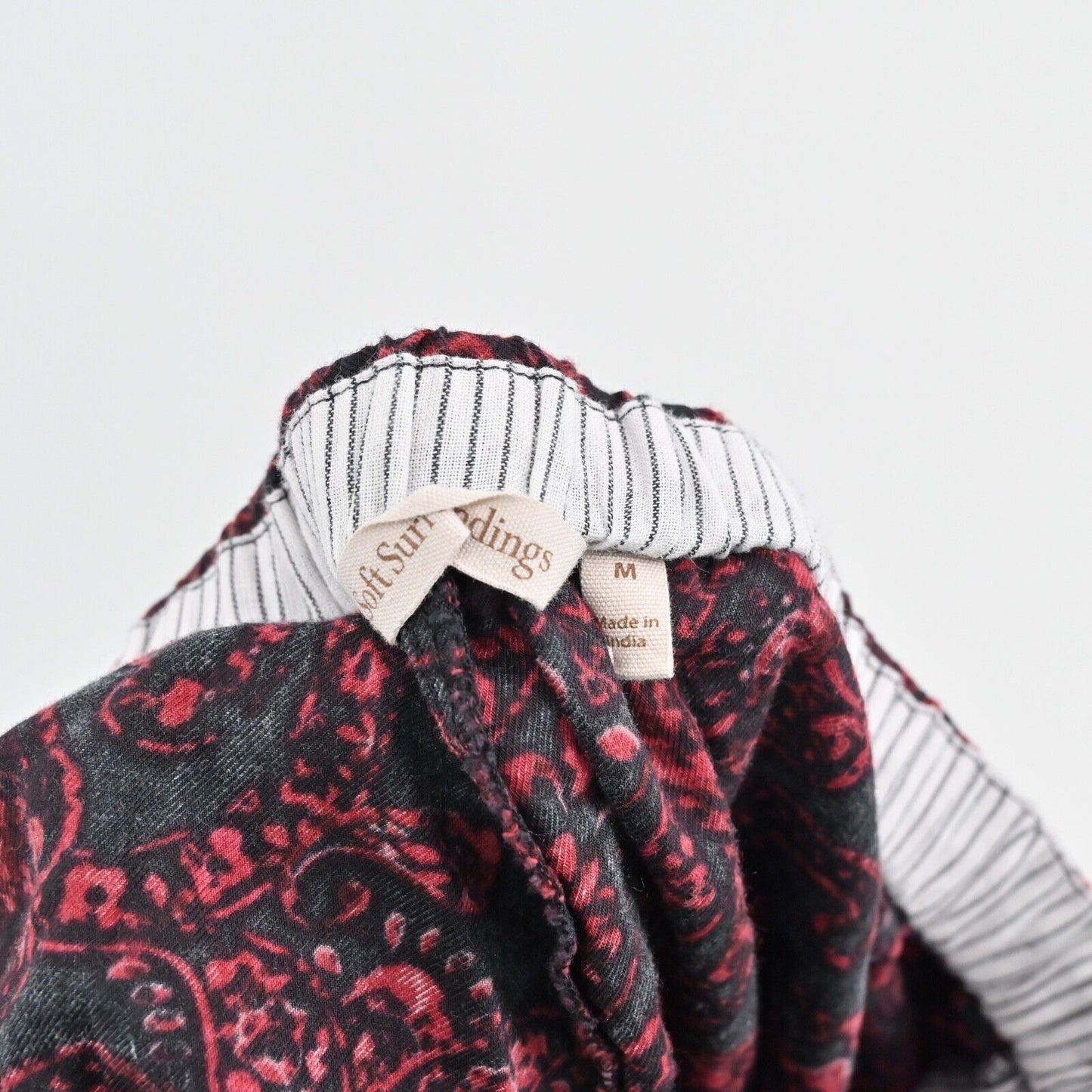 SOFT SURROUNDINGS Pajamas Womens Size M Red Paisley Cotton Elastic Waist Pants