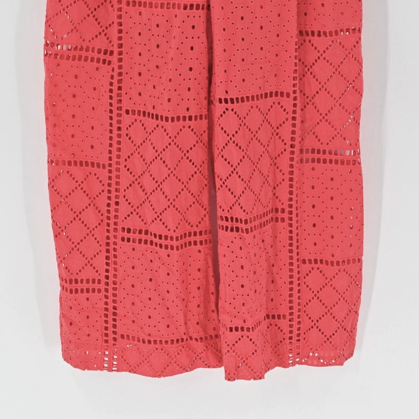 PARKER Womens Ashton Jumpsuit Sz 4 Red Eyelet Sleeveless Crop Slit Wide Leg