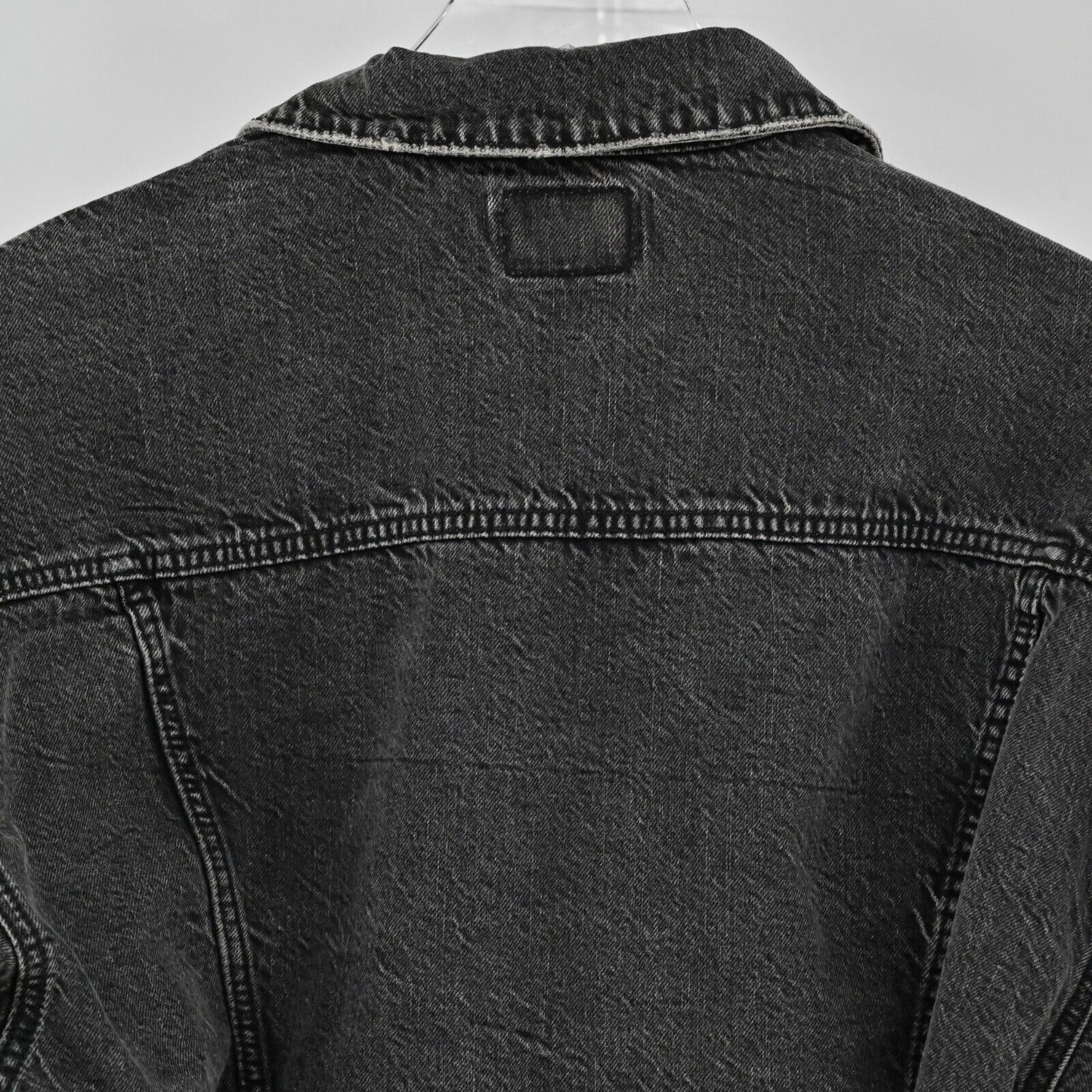 AMERICAN EAGLE Jacket Womens Size Small Black Wash Long Sleeve Cropped Denim