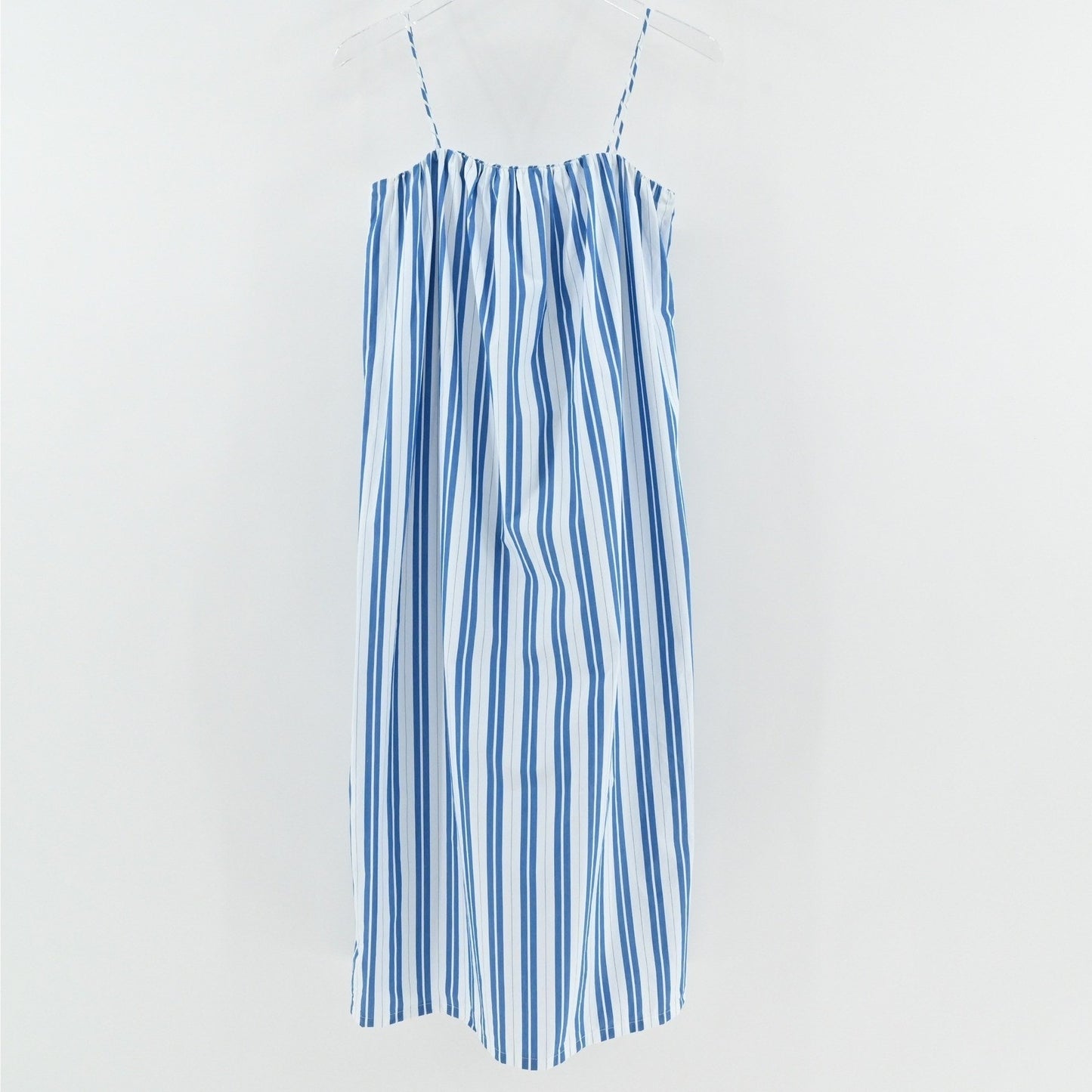 GANNI Blue Striped Midi Dress Size 8 / 10 Organic Cotton Nautical Coastal Summer