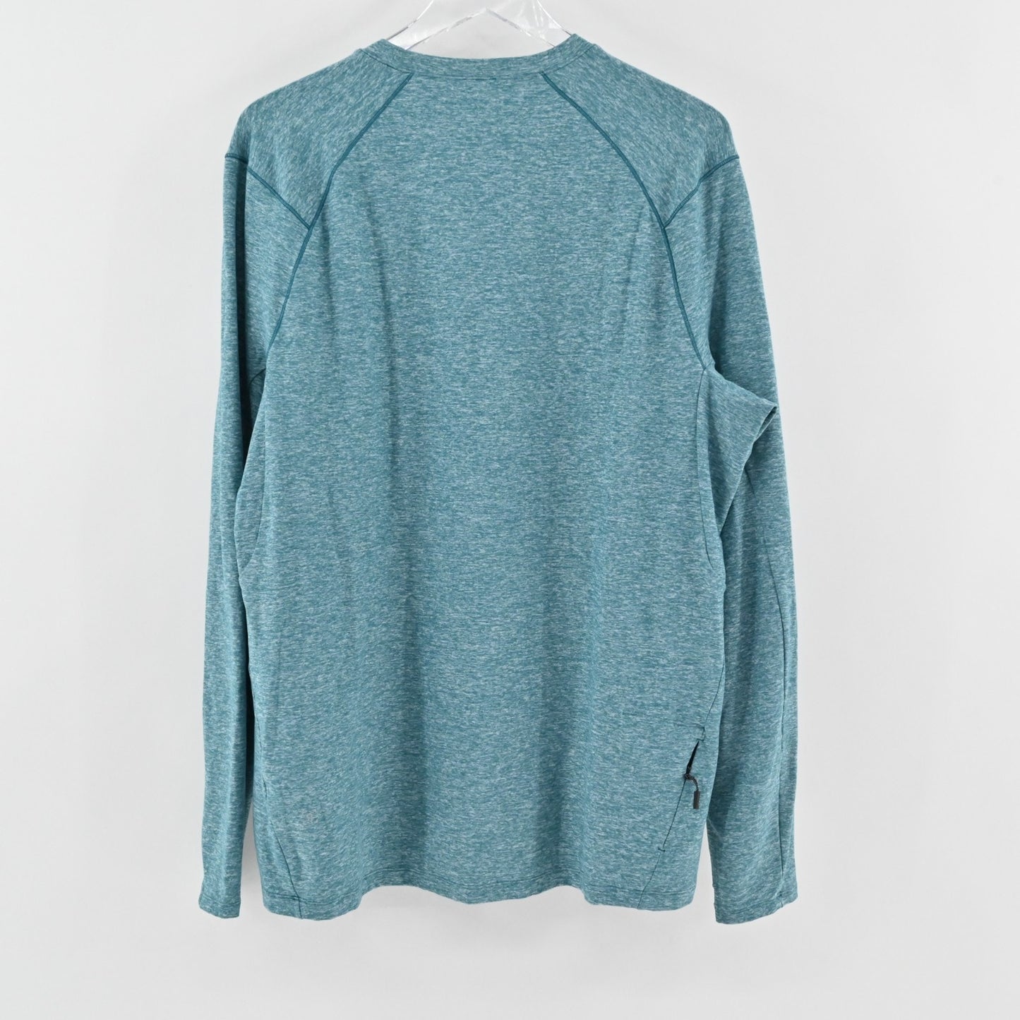 Lululemon Mens Surge Warm Long Sleeve Top Size XL Heathered Blue Zip Pocket Logo