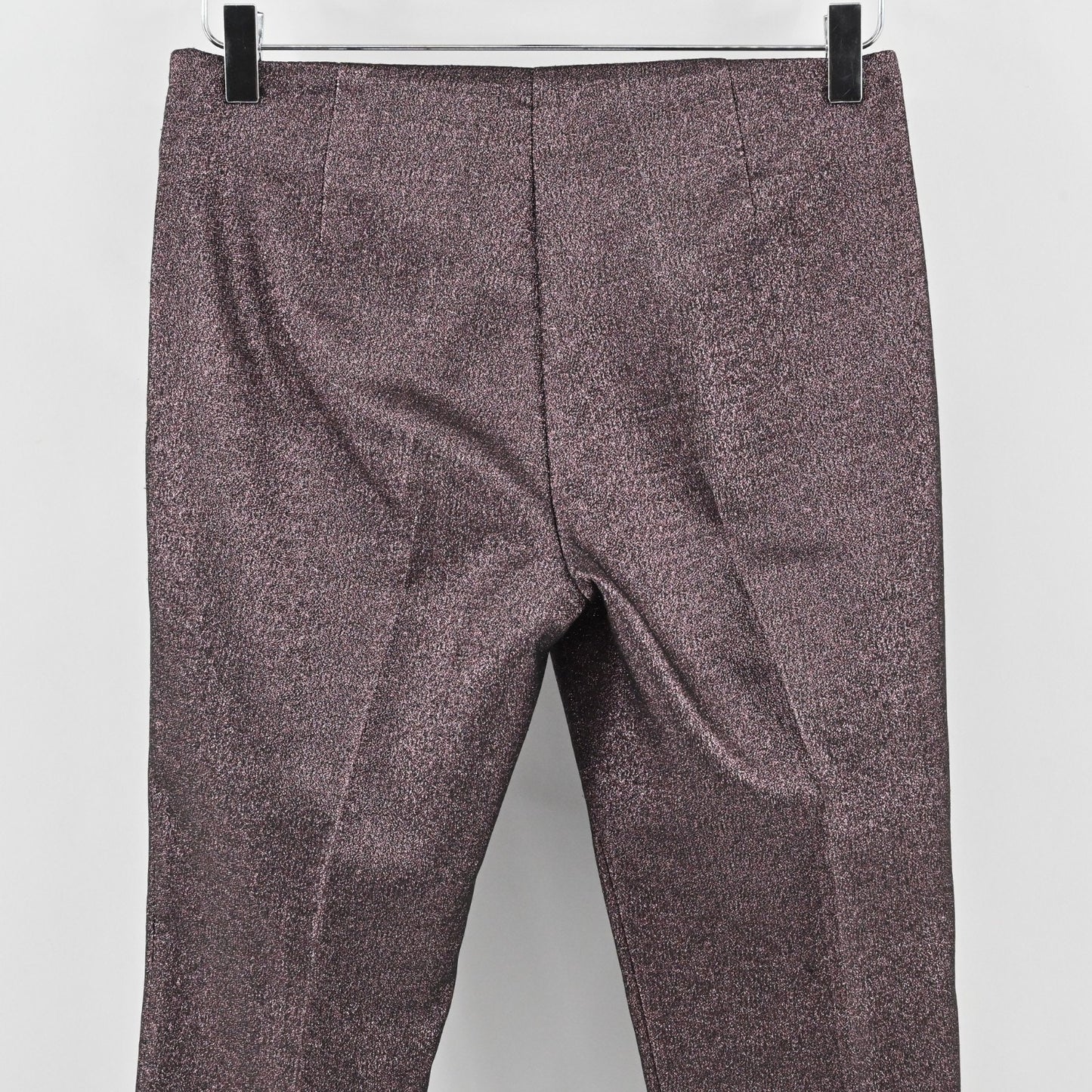 Maliparmi Womens Metallic Purple Straight Leg Pants Size 38 Mid Rise Casual