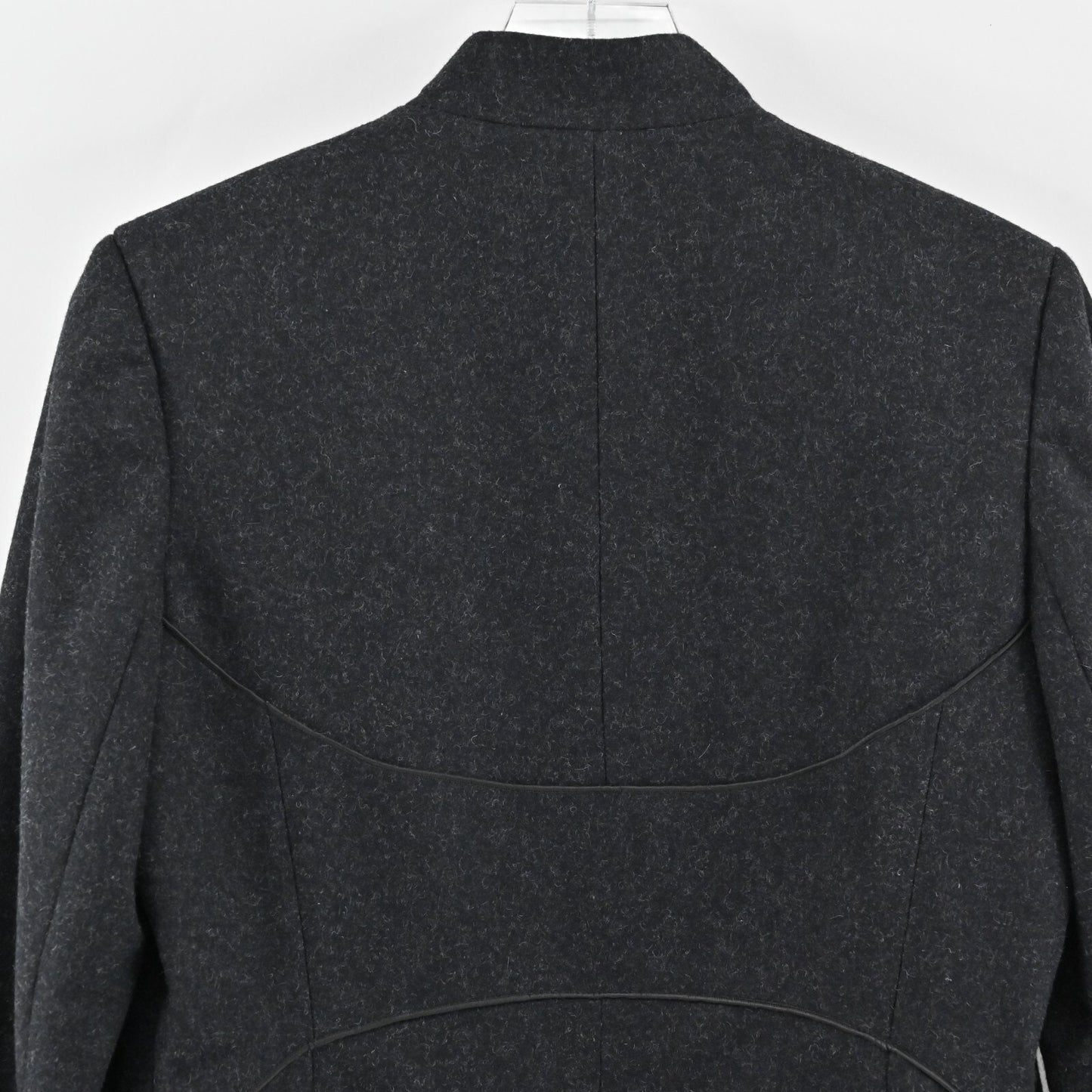 Wool Jacket Womens Size L Slate Gray Mock Neck Classic Outerwear Ethical Quality
