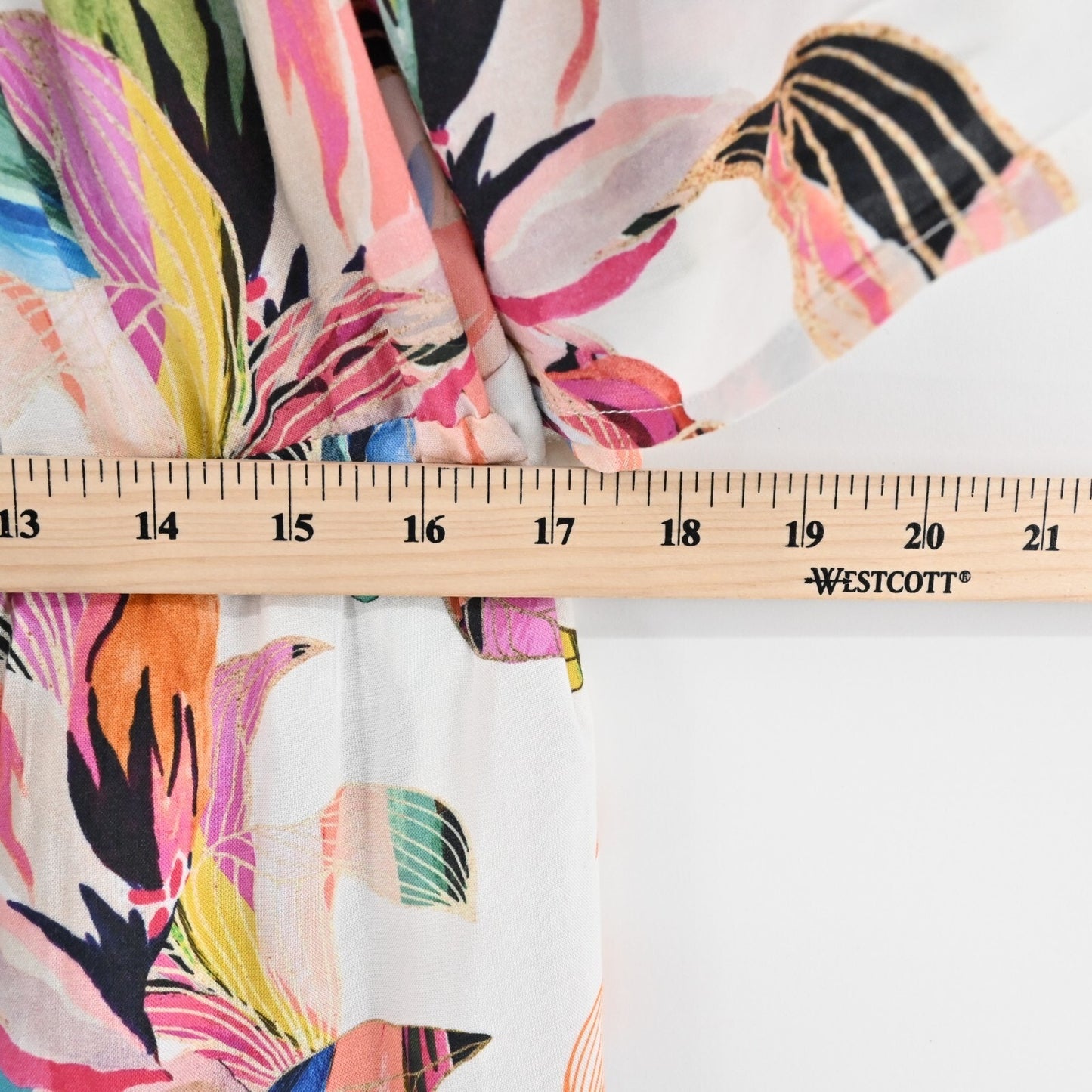 LA BLANCA Dress Size L Paradise Floral ALine Mini White Multi Off Shoulder