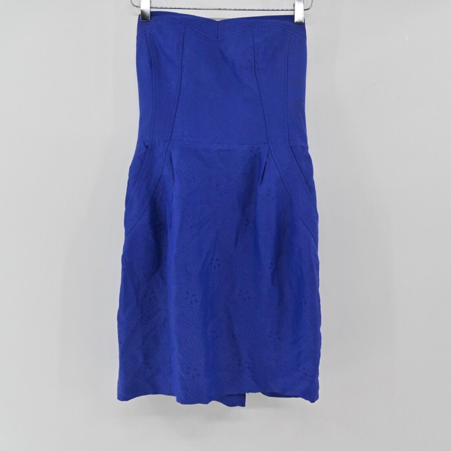 REBECCA TAYLOR Dress Womens Size 6 Blue Floral Silk Blend Strapless Sweetheart