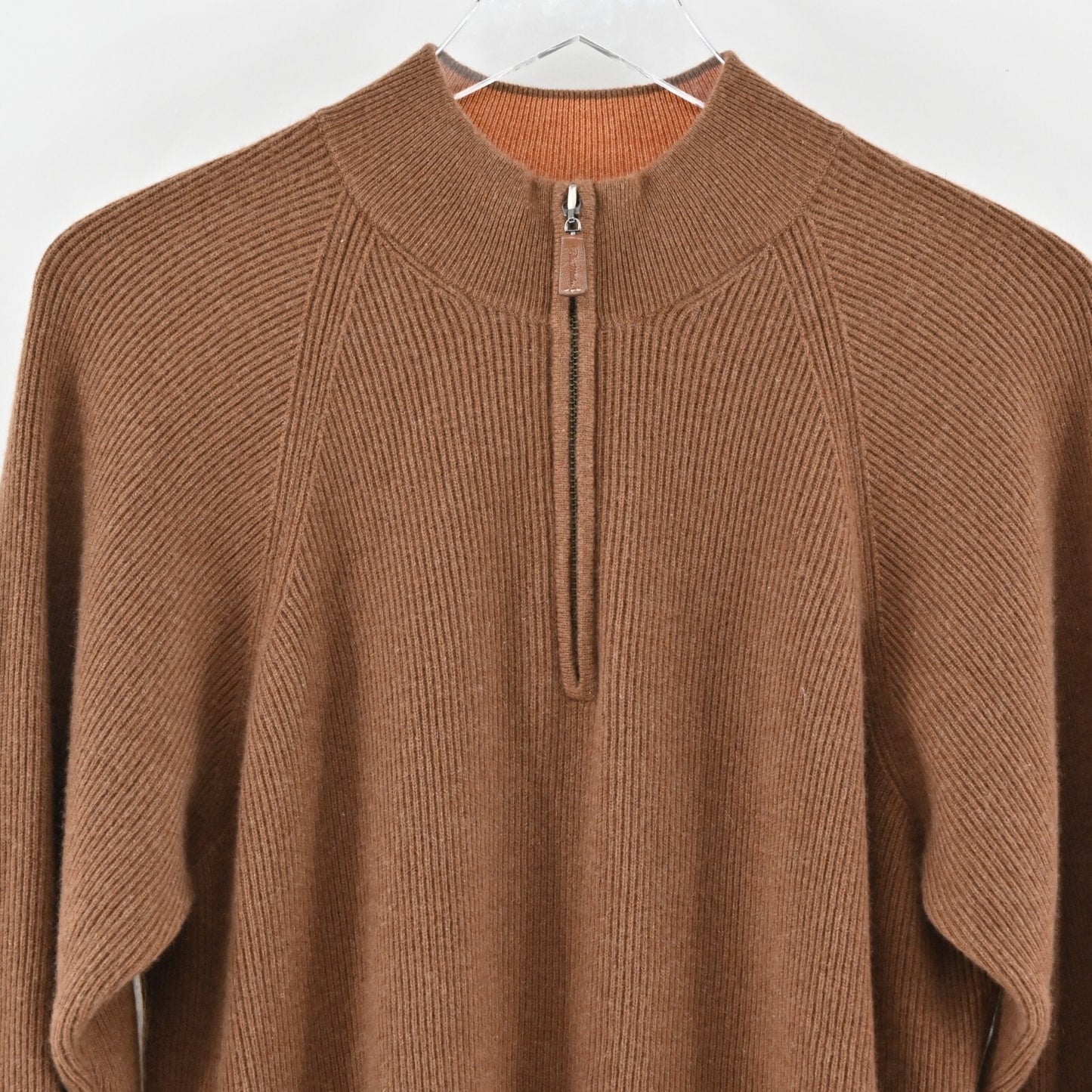 Vtg PETER MILLAR Mens Cashmere Sweater Size M Brown Knit Quarter Zip Casual