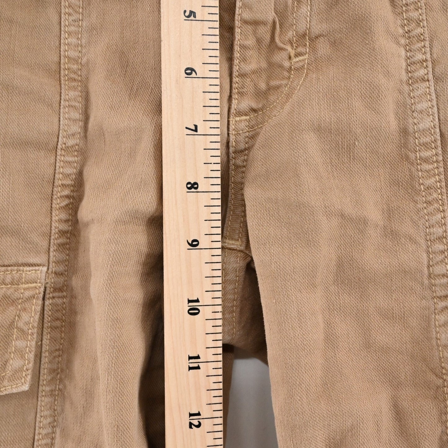 AMO Ellen Womens Pants Size 25 Straight Cargo Pocket Trouser Tan Linen Blend